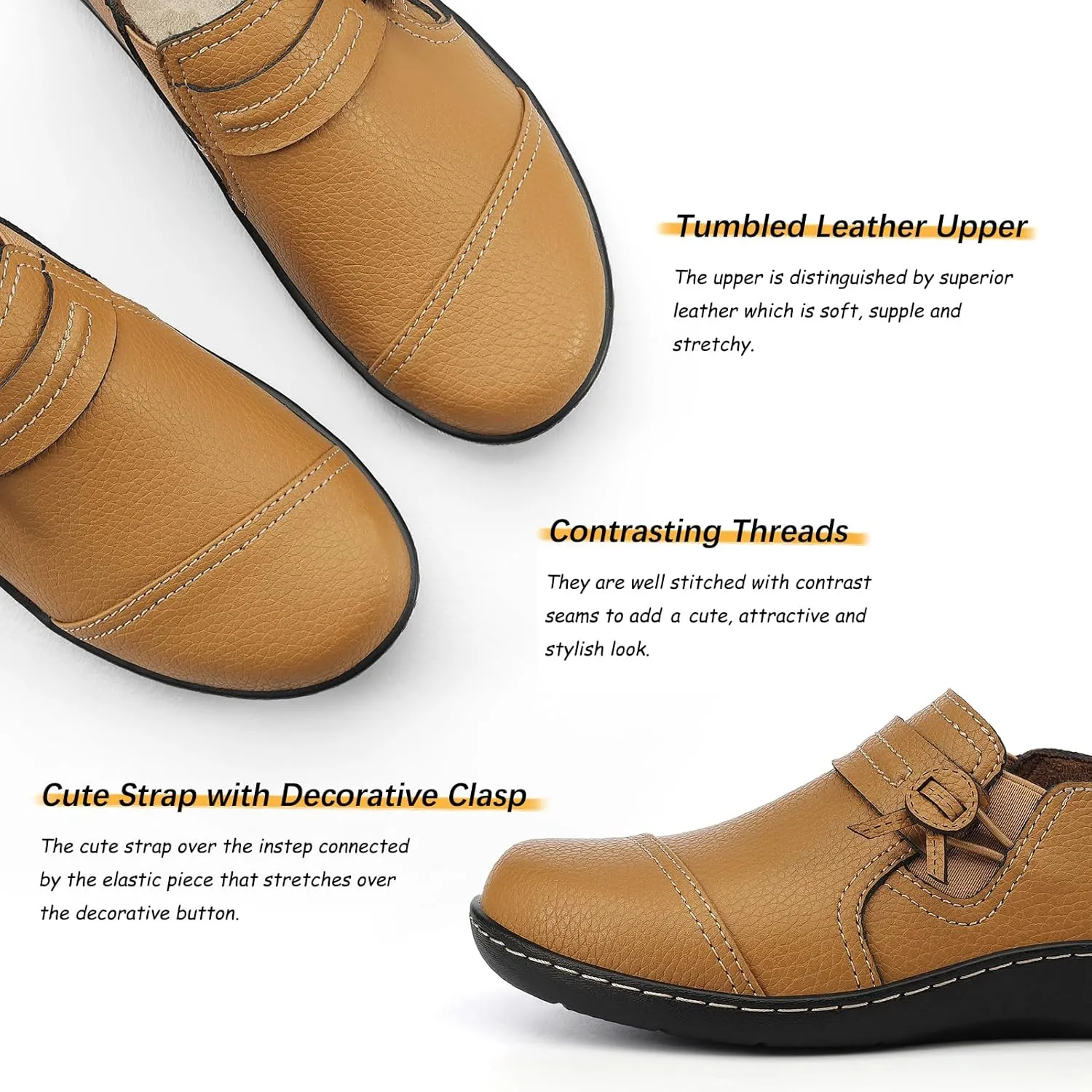 LAZYPOP Women's Classic Comfort Leather Loafers Cute Slip-Ons Casual Dress Shoes Lightweight Walking Flats Everyday Work Shoes