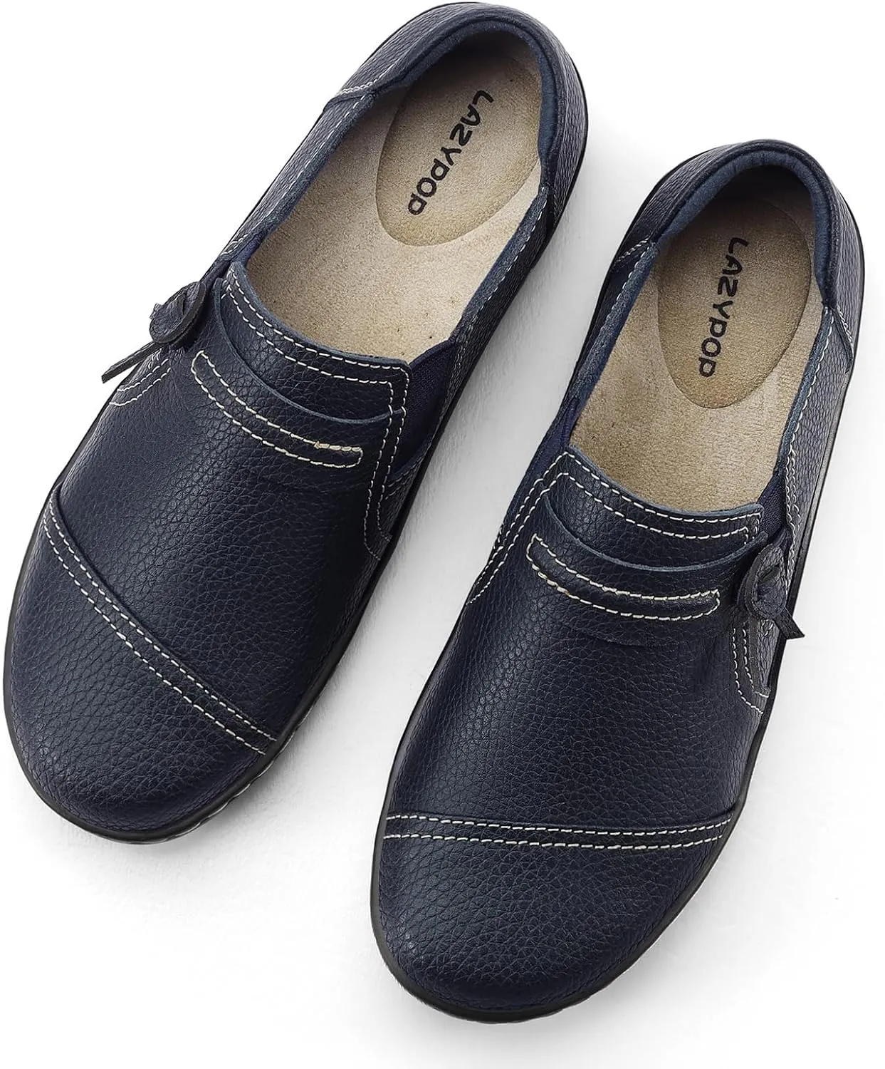 LAZYPOP Women's Classic Comfort Leather Loafers Cute Slip-Ons Casual Dress Shoes Lightweight Walking Flats Everyday Work Shoes