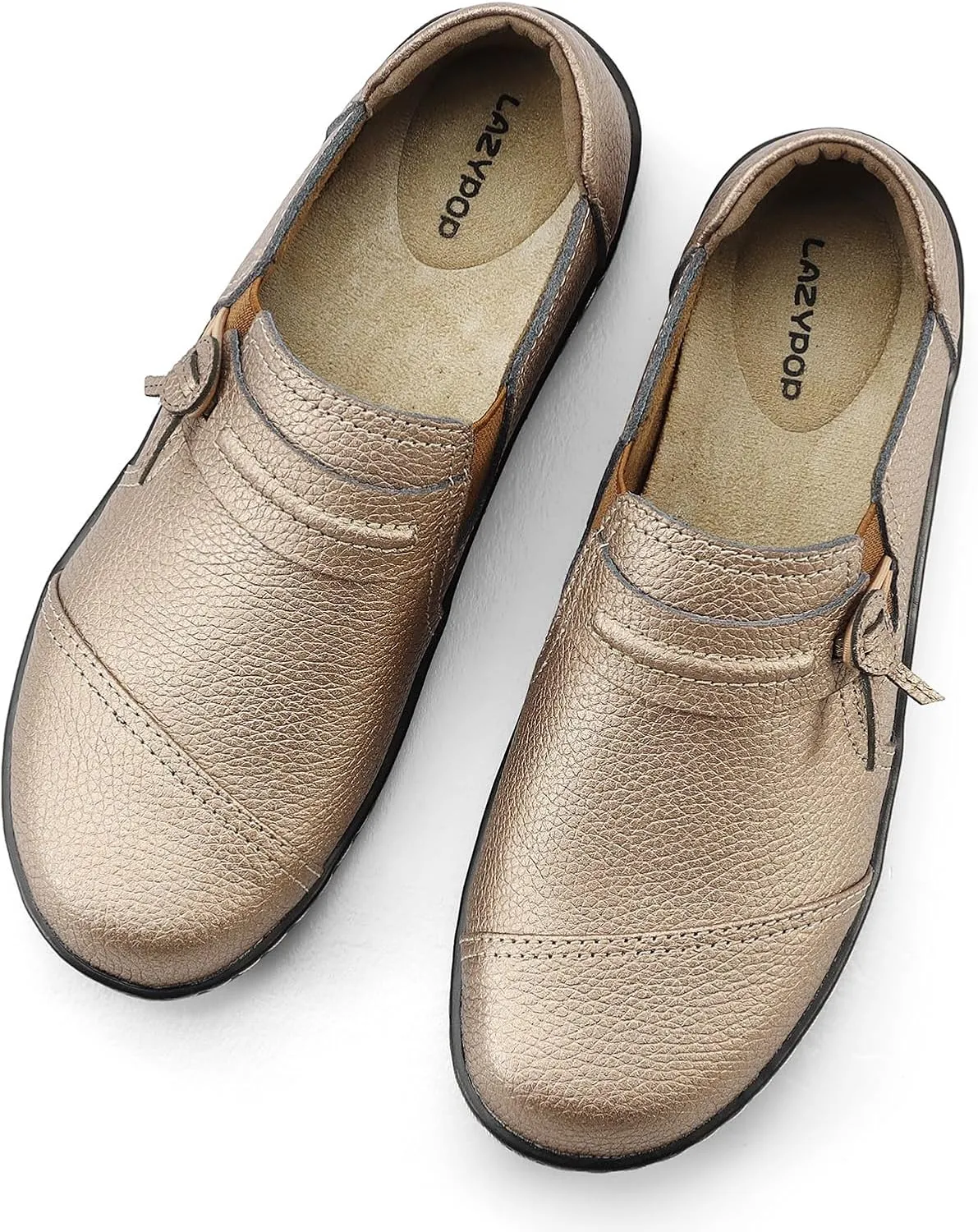 LAZYPOP Women's Classic Comfort Leather Loafers Cute Slip-Ons Casual Dress Shoes Lightweight Walking Flats Everyday Work Shoes