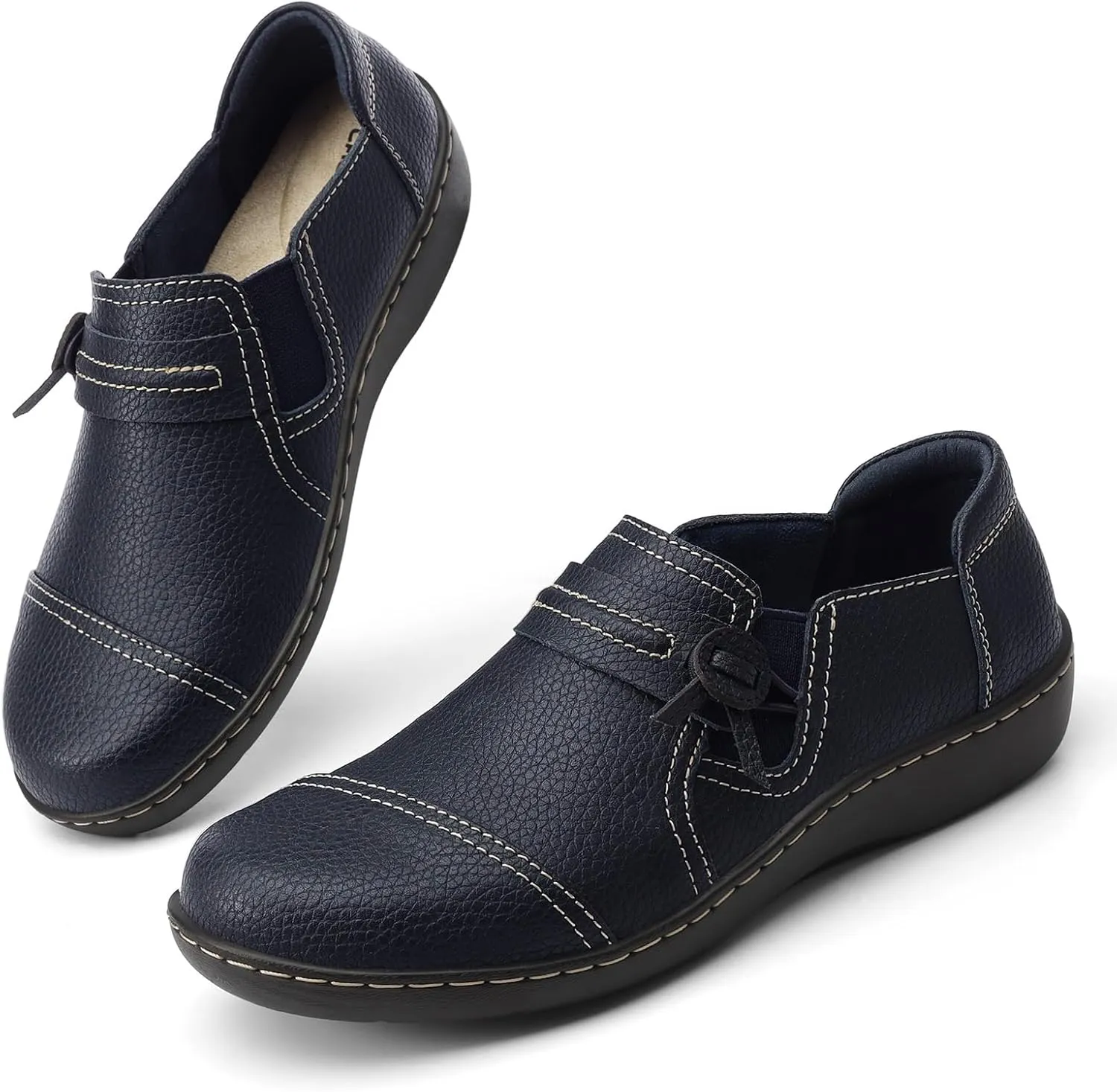 LAZYPOP Women's Classic Comfort Leather Loafers Cute Slip-Ons Casual Dress Shoes Lightweight Walking Flats Everyday Work Shoes