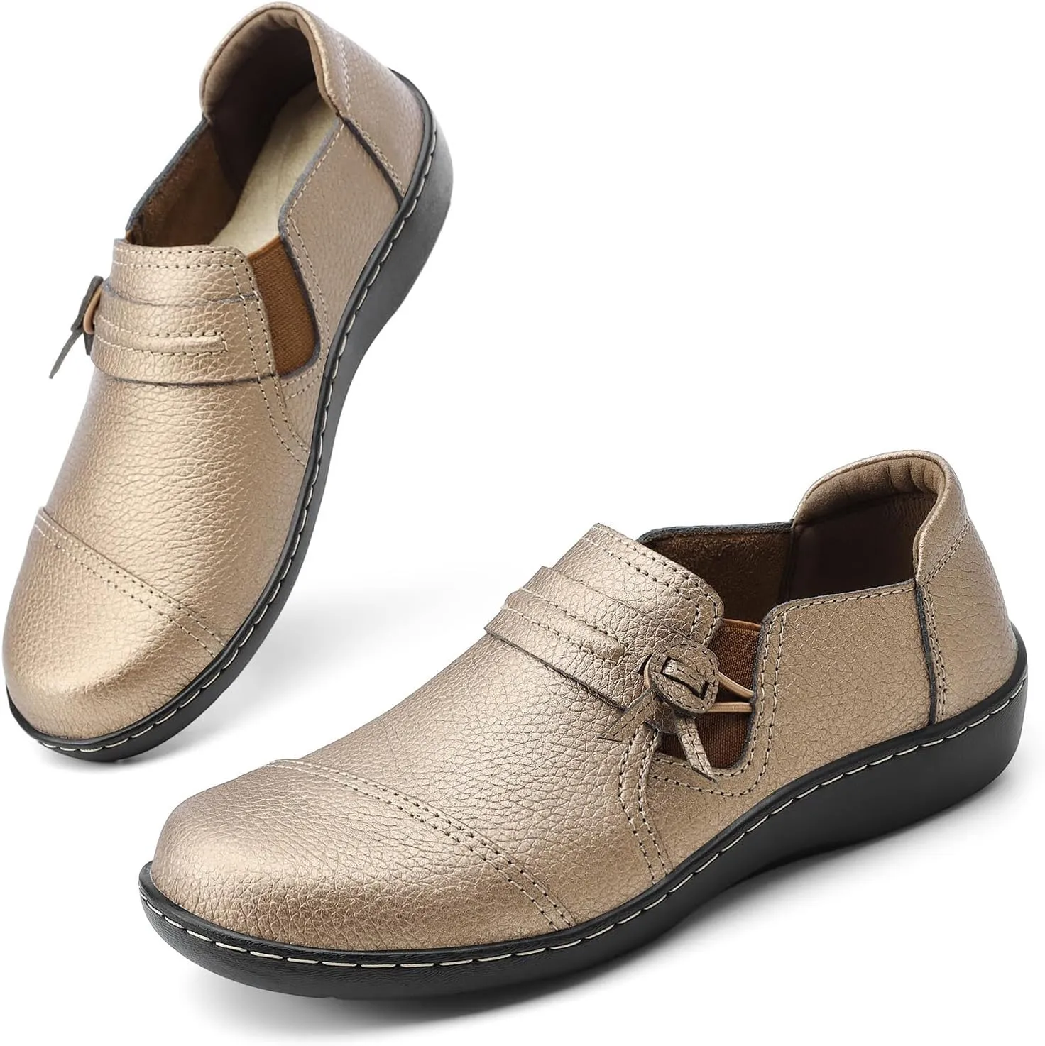 LAZYPOP Women's Classic Comfort Leather Loafers Cute Slip-Ons Casual Dress Shoes Lightweight Walking Flats Everyday Work Shoes