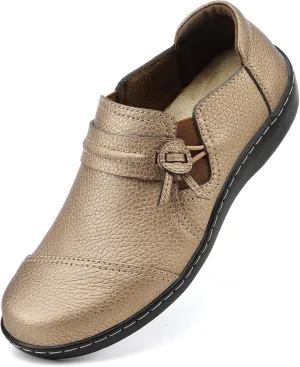 LAZYPOP Women's Classic Comfort Leather Loafers Cute Slip-Ons Casual Dress Shoes Lightweight Walking Flats Everyday Work Shoes