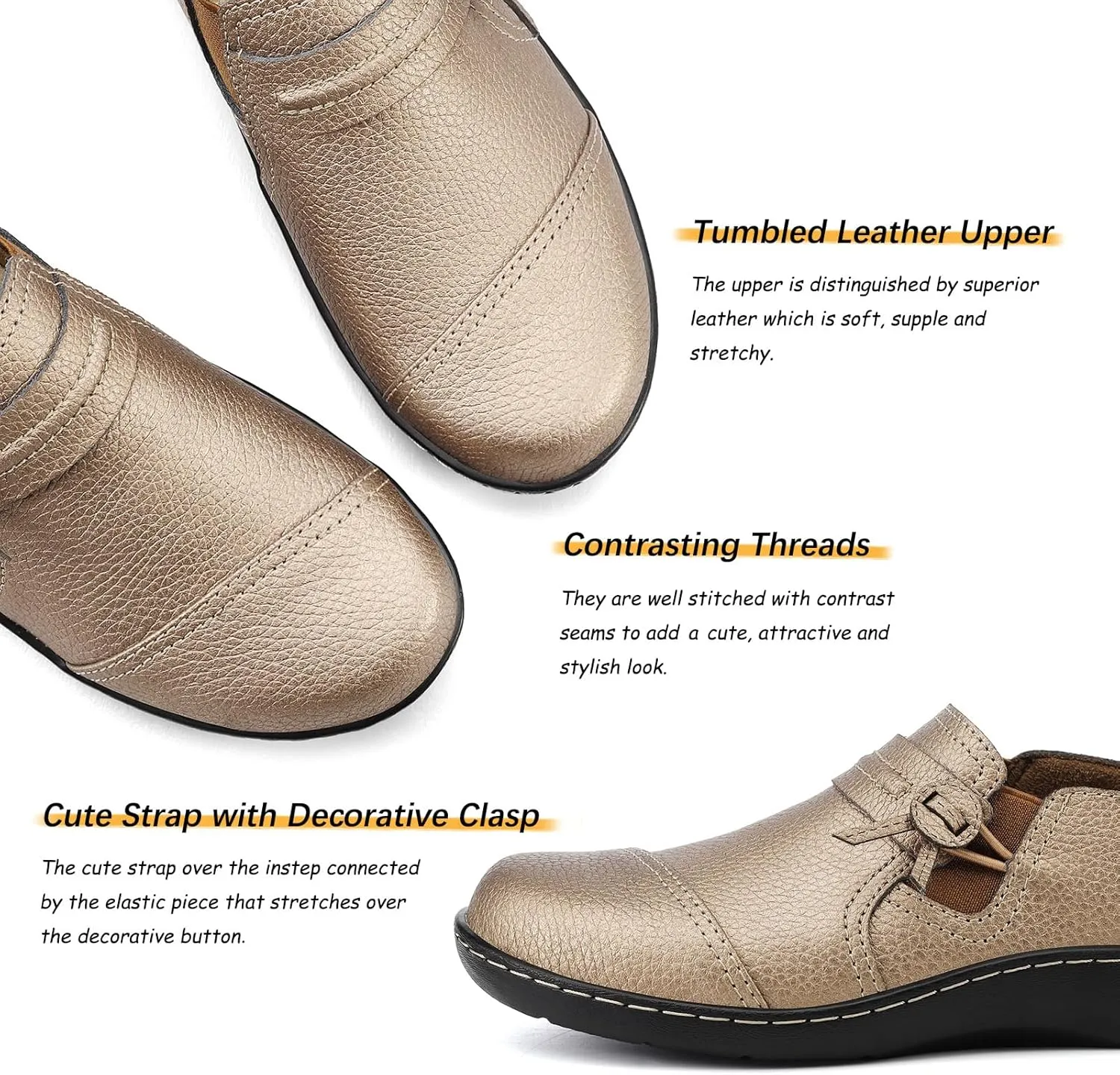 LAZYPOP Women's Classic Comfort Leather Loafers Cute Slip-Ons Casual Dress Shoes Lightweight Walking Flats Everyday Work Shoes