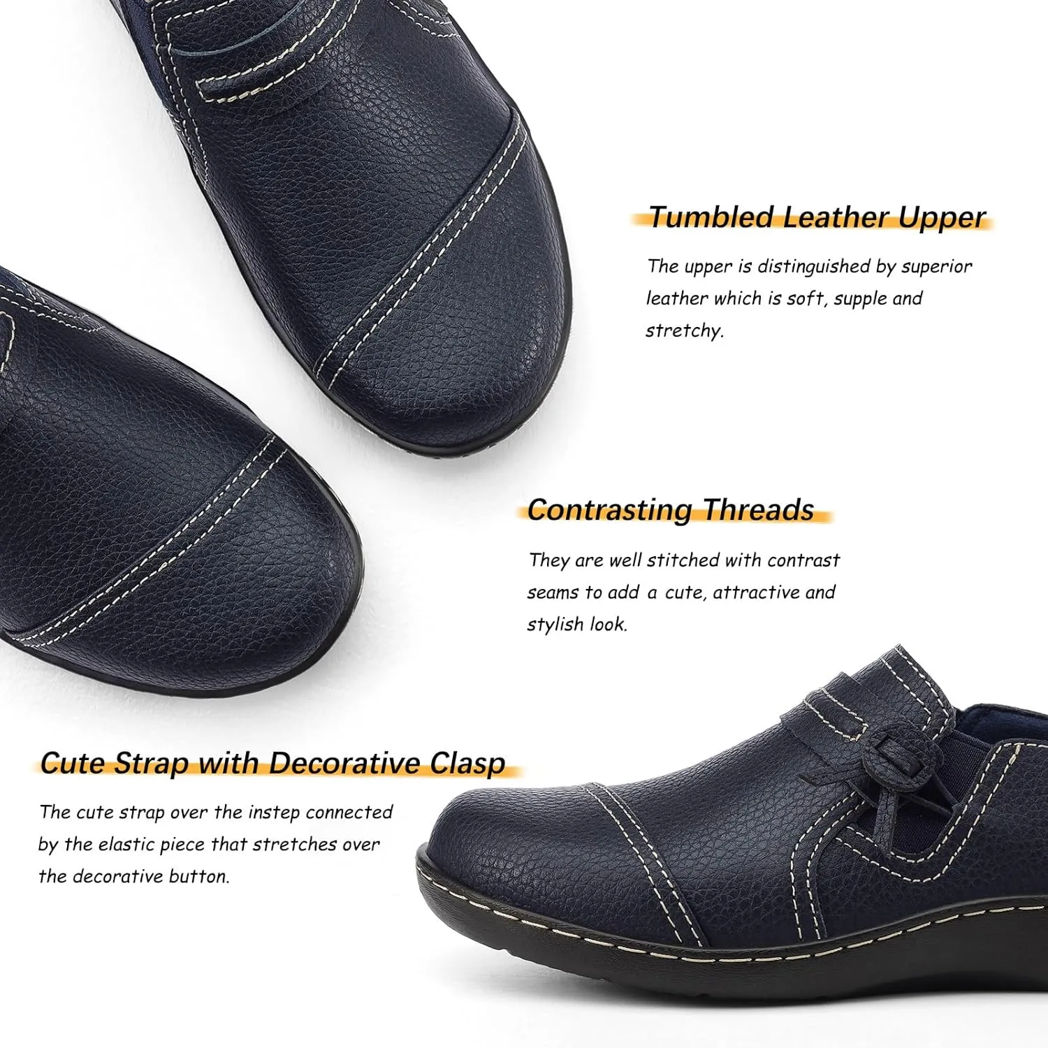 LAZYPOP Women's Classic Comfort Leather Loafers Cute Slip-Ons Casual Dress Shoes Lightweight Walking Flats Everyday Work Shoes
