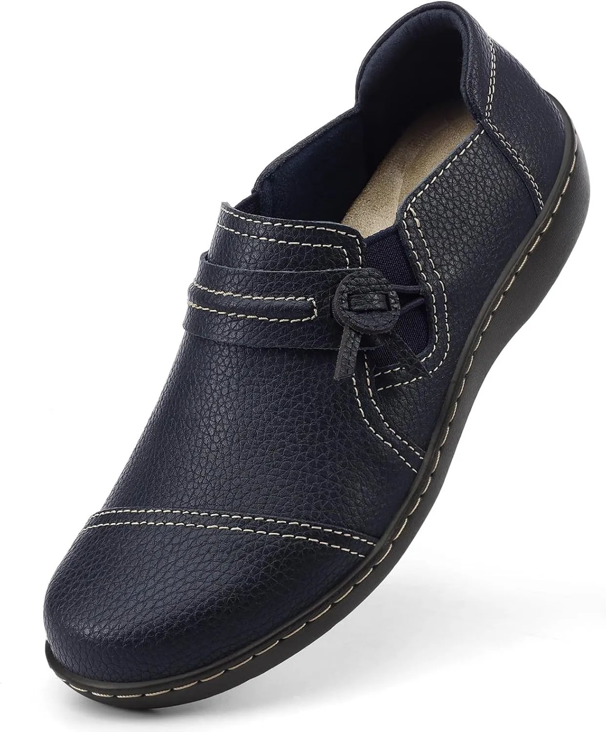 LAZYPOP Women's Classic Comfort Leather Loafers Cute Slip-Ons Casual Dress Shoes Lightweight Walking Flats Everyday Work Shoes