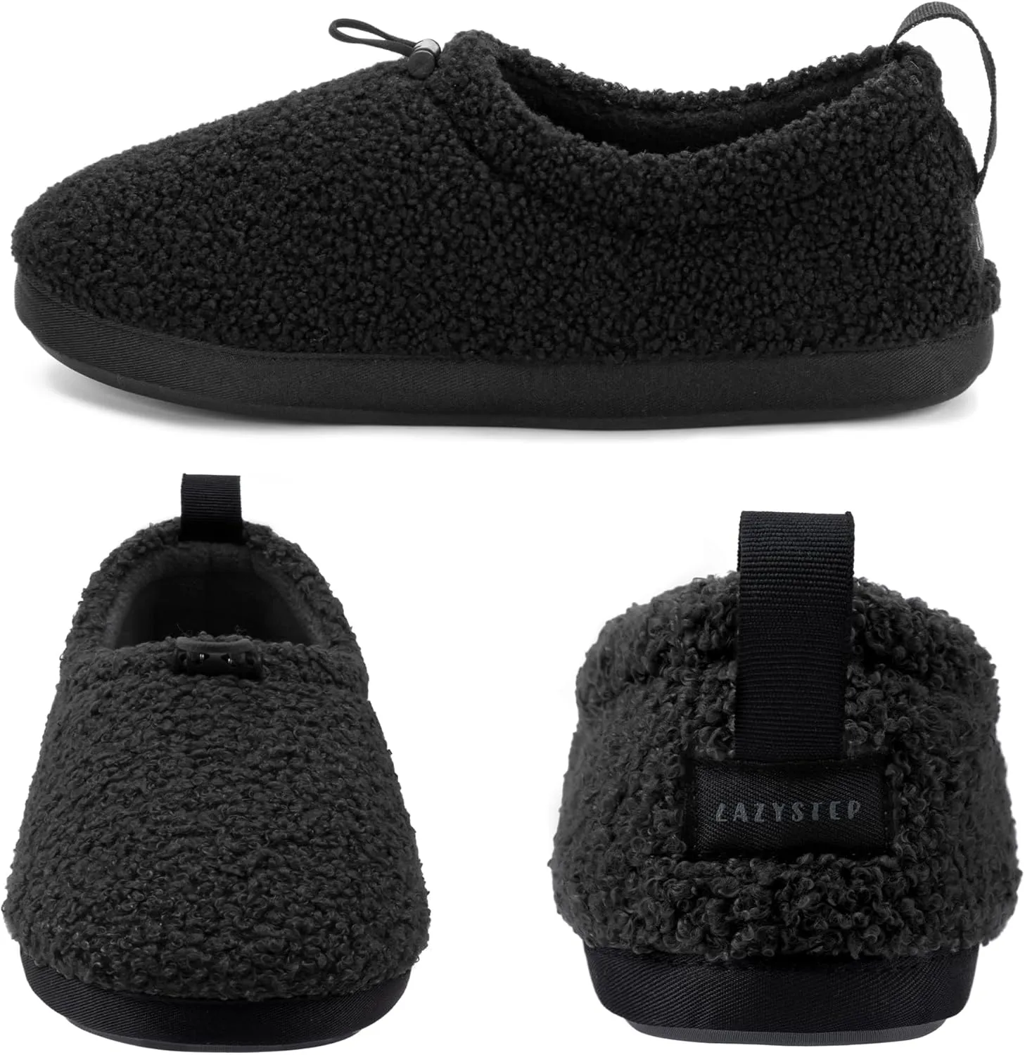 LazyStep Women's Curly Teddy Fleece Loafer Slippers Memory Foam House Shoes Indoor Outdoor