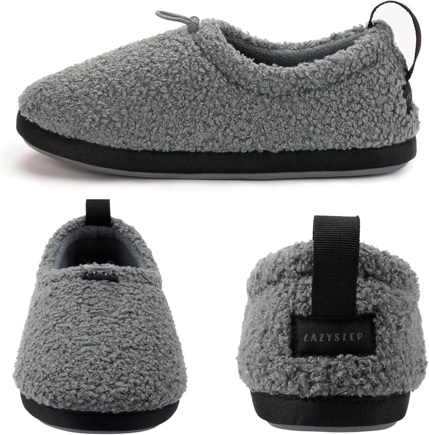 LazyStep Women's Curly Teddy Fleece Loafer Slippers Memory Foam House Shoes Indoor Outdoor