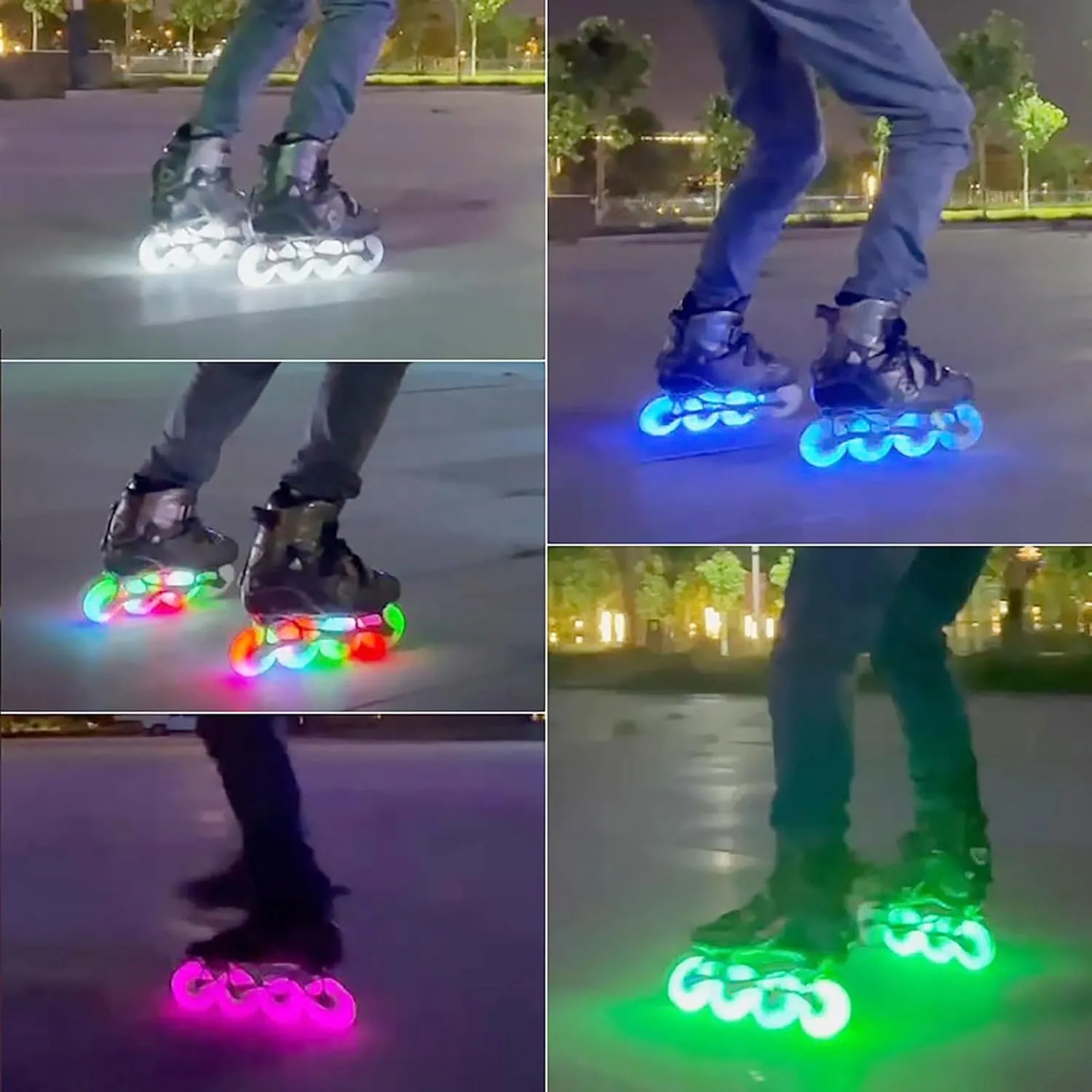 Light up Inline Skate Wheels & Roller Blade Wheels 76mm/80mm with Bearings ABEC-9 for Indoor & Outdoor use 90A Luminescence Roller Blade Wheels 4-Pack