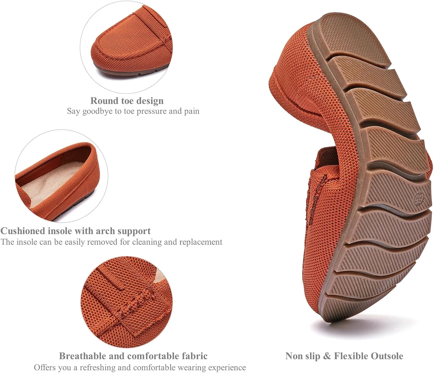 Loafers for Women Comfortable Dressy Casual Work Flats Lightweight & Breathable Slip On Walking Shoes Knit
