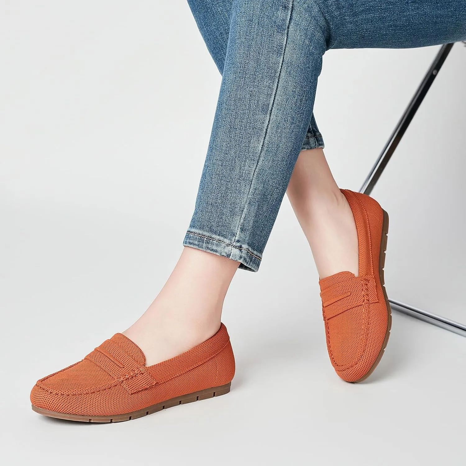 Loafers for Women Comfortable Dressy Casual Work Flats Lightweight & Breathable Slip On Walking Shoes Knit