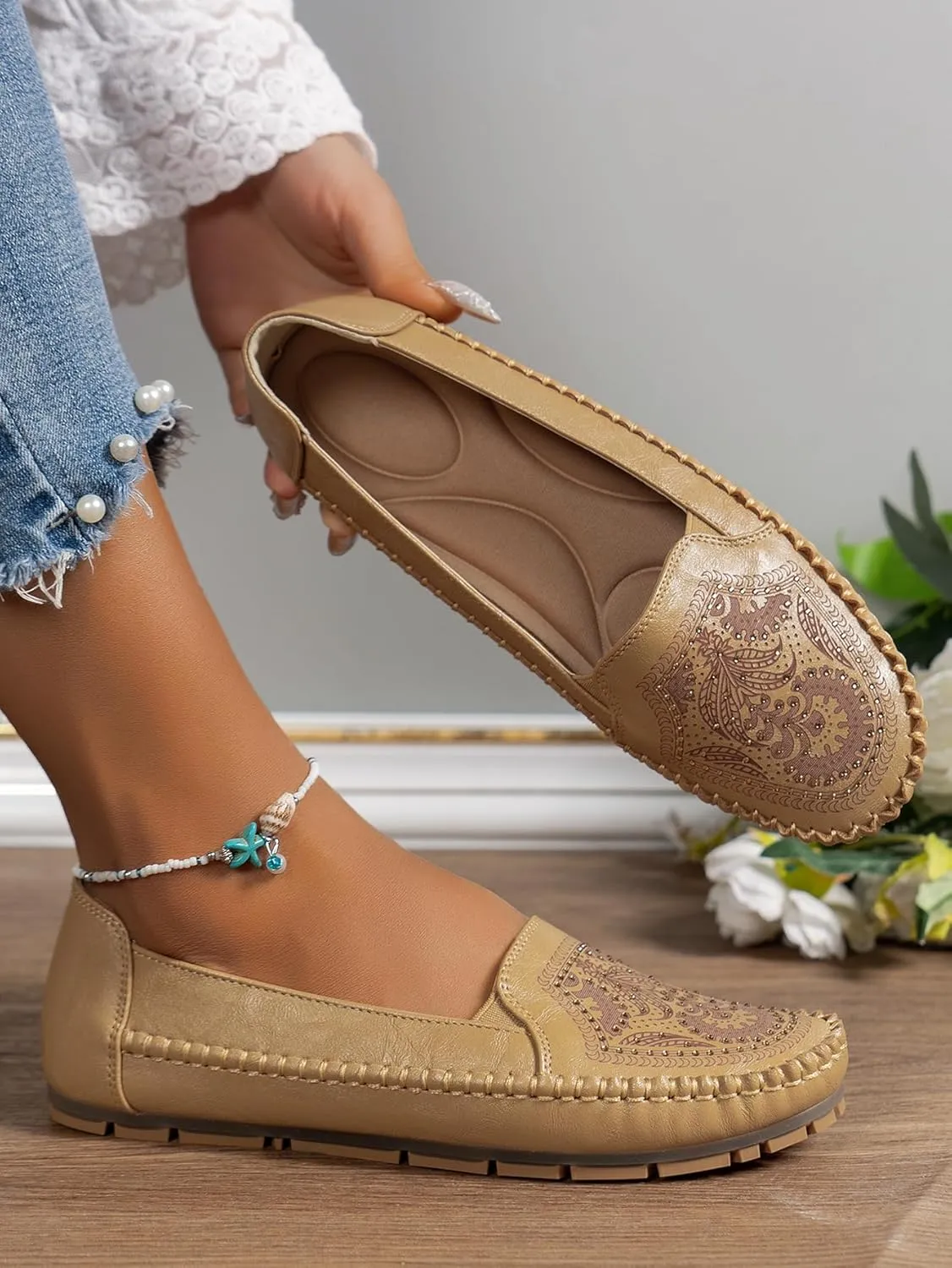 Loafers for Women Leather Business Casual Shoes Comfortable Lightweight Penny Loafers Slip On Work Flats Moccasins Driving Boat Shoes
