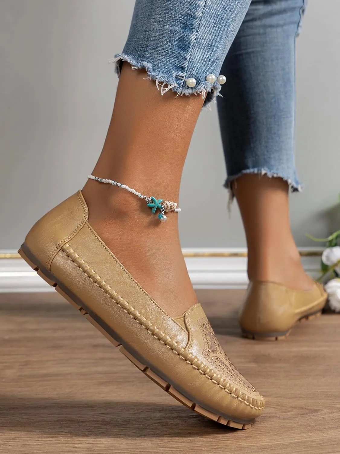 Loafers for Women Leather Business Casual Shoes Comfortable Lightweight Penny Loafers Slip On Work Flats Moccasins Driving Boat Shoes