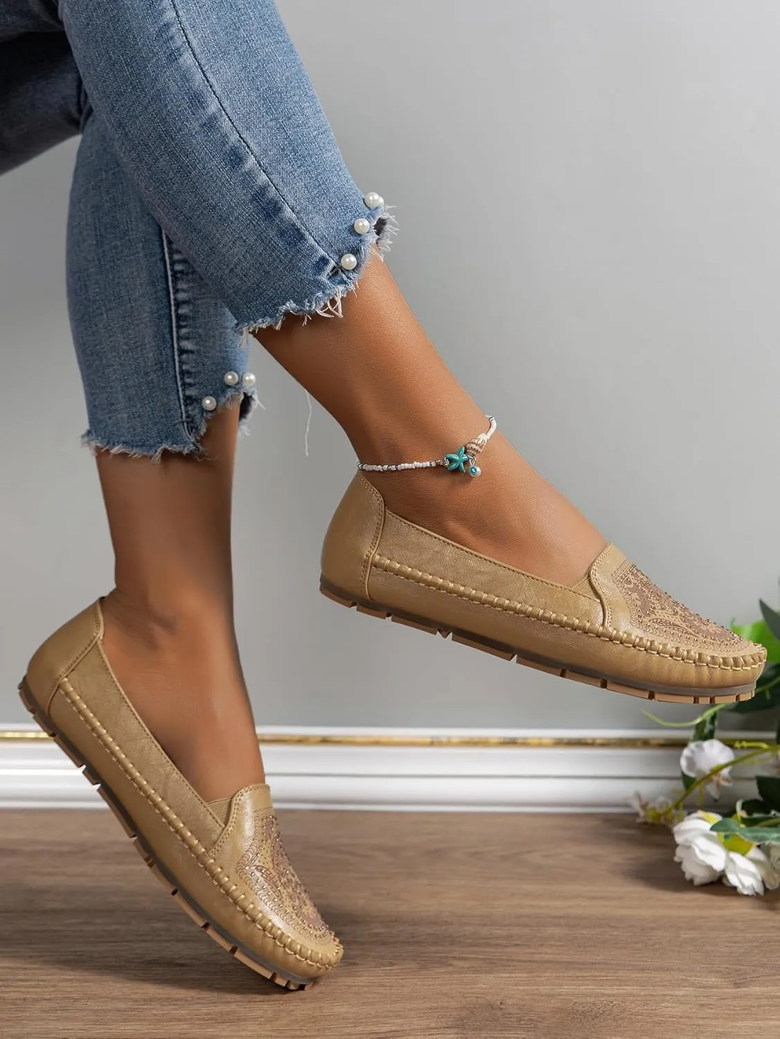Loafers for Women Leather Business Casual Shoes Comfortable Lightweight Penny Loafers Slip On Work Flats Moccasins Driving Boat Shoes