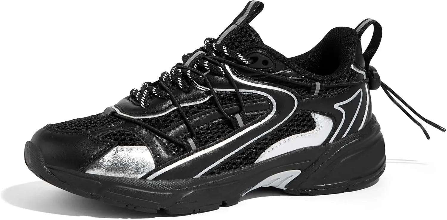 LUCKY STEP Women's Fashion Walking Shoes Running Platform Mesh Casual Sport Gym Work Adjustable Lace Lifestyle Stylish Trendy Athletic Tennis Shoes