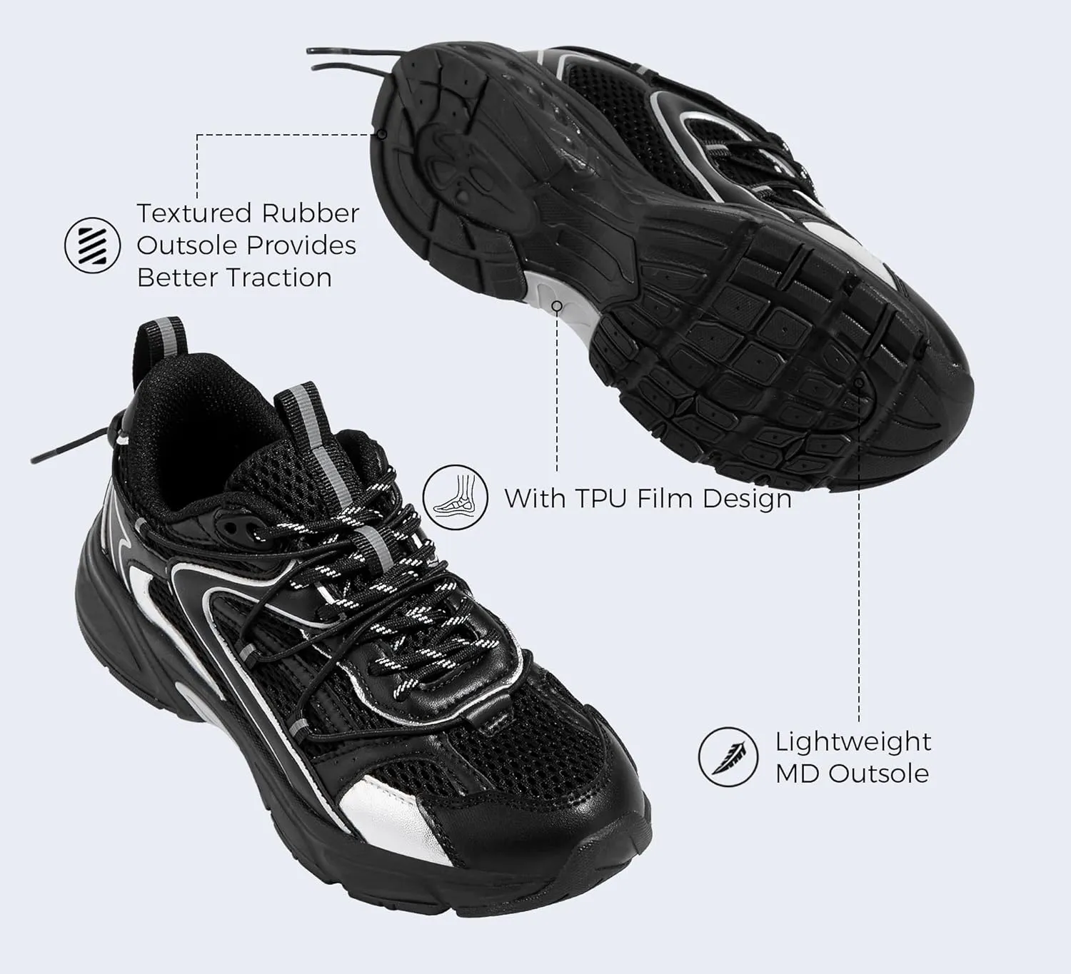 LUCKY STEP Women's Fashion Walking Shoes Running Platform Mesh Casual Sport Gym Work Adjustable Lace Lifestyle Stylish Trendy Athletic Tennis Shoes