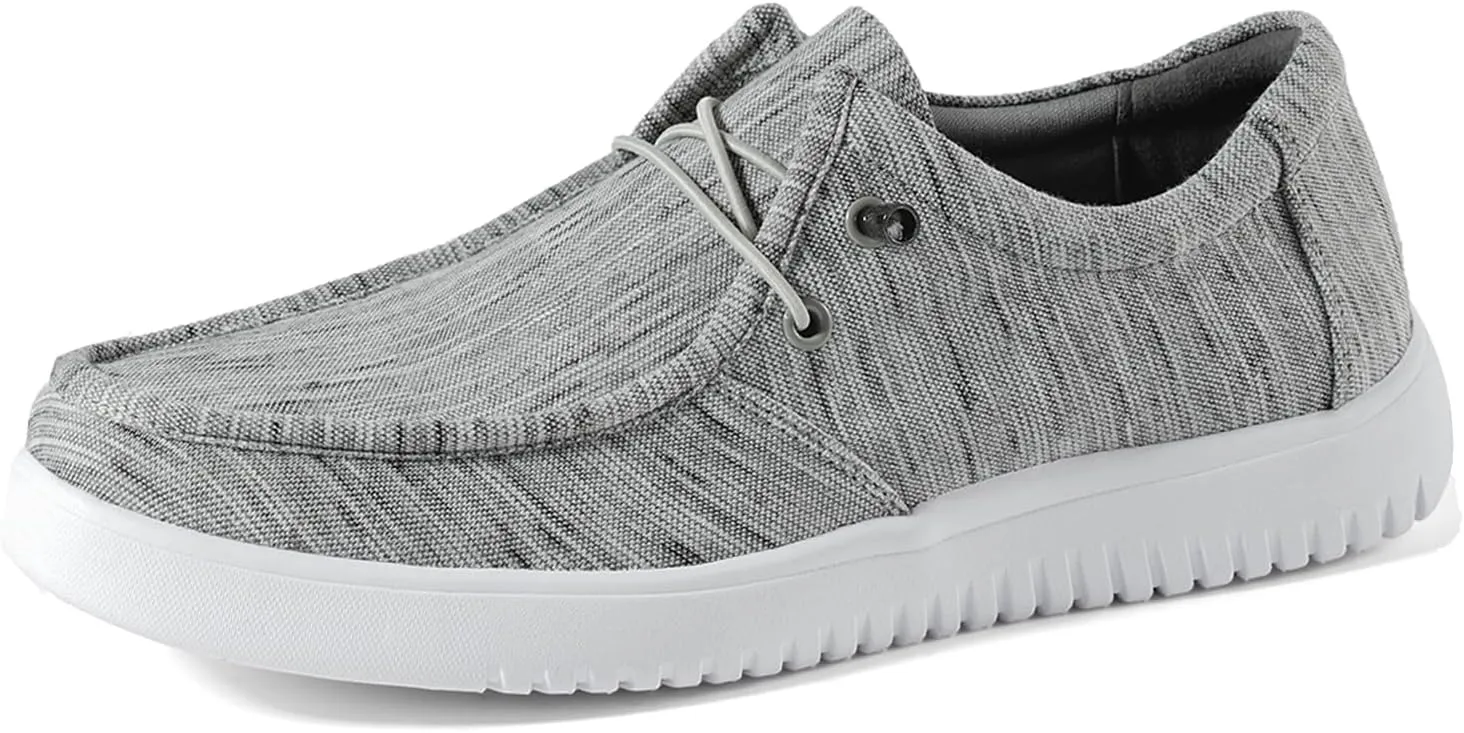 Mens Casual Slip On Shoes - Machine Washable Loafer - Comfortable Moc Toe Shoes for Men Grey 12.5