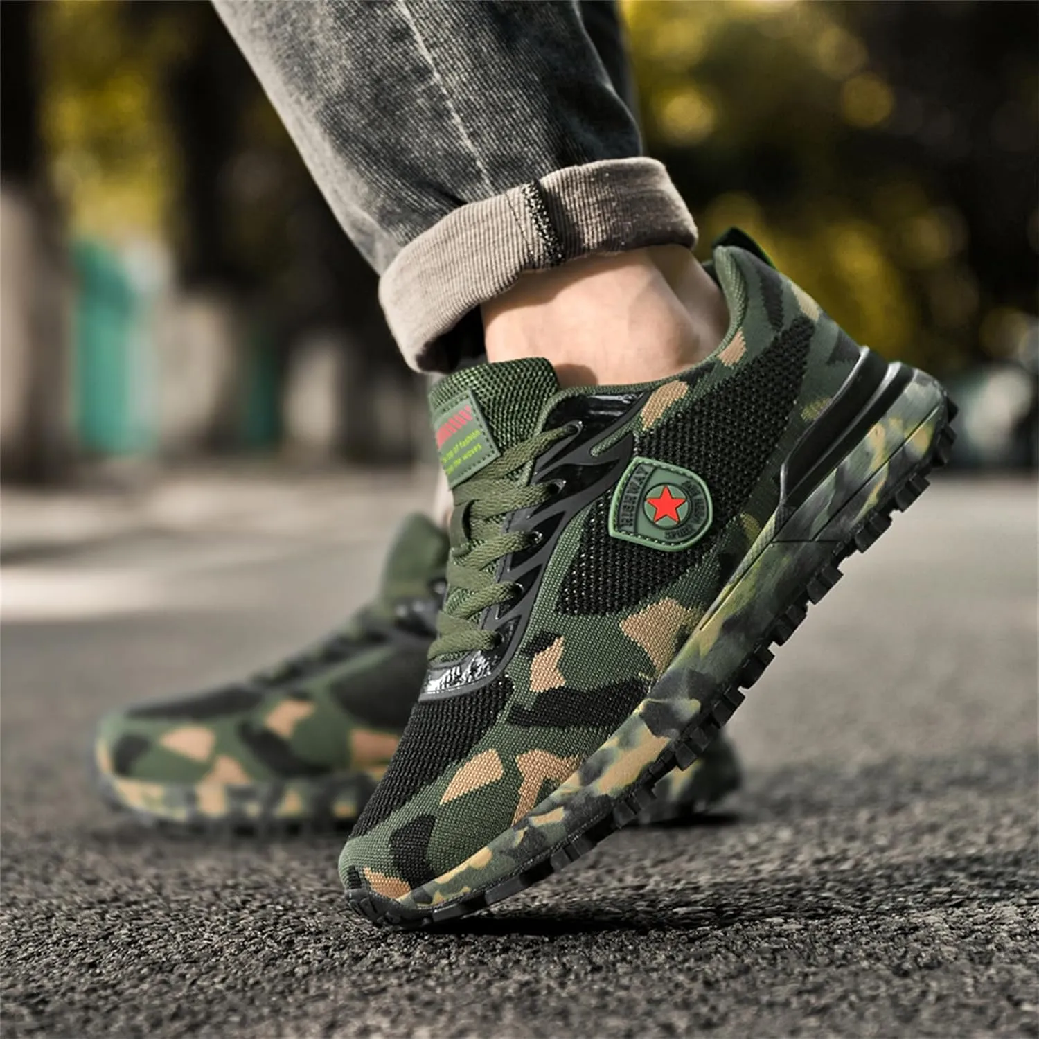 Men's Cross Country Running Shoes for Outdoor Climbing Hiking Casual Training Camouflage Shoes