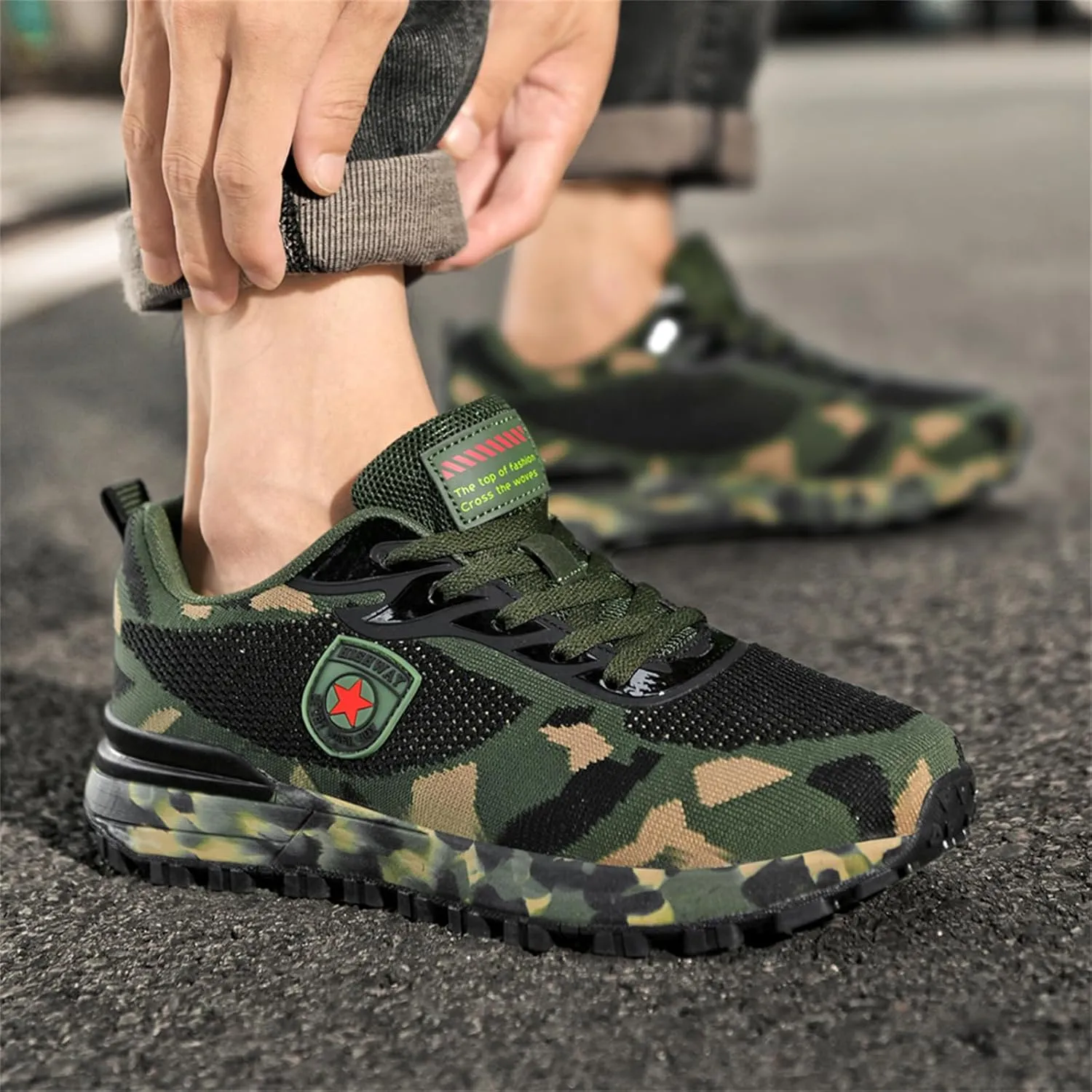 Men's Cross Country Running Shoes for Outdoor Climbing Hiking Casual Training Camouflage Shoes
