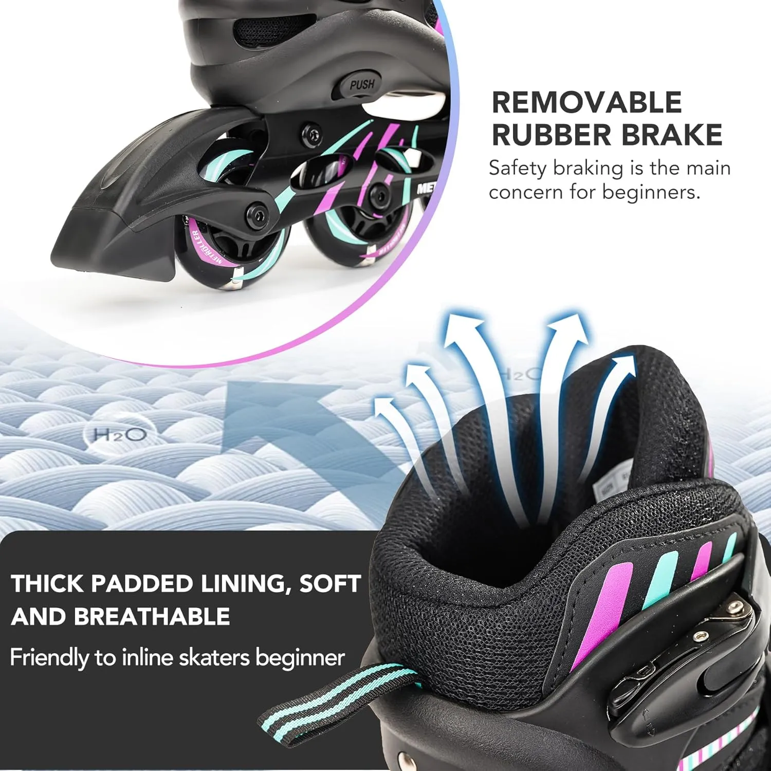 METROLLER Adjustable Inline Skates for Girls Boys with Light up Wheels Roller Skates Kids Youth Fun Beginner Blades Youth Ages 5-8 8-12 Adults Outdoor