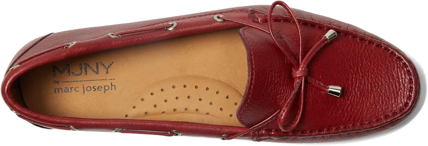 MJNY Womens Casual Comfortable Genuine Leather Lightweight Driving Moccasins Classic Fashion Tiebow Slip On Ladies Driving Loafer Flat Shoes