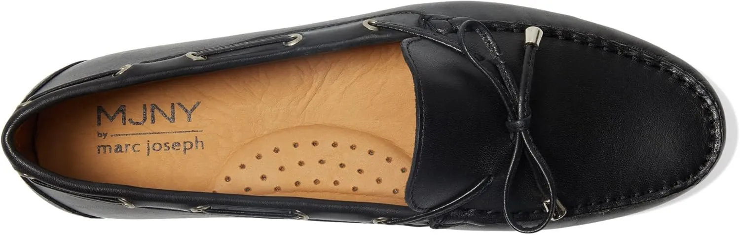 MJNY Womens Casual Comfortable Genuine Leather Lightweight Driving Moccasins Classic Fashion Tiebow Slip On Ladies Driving Loafer Flat Shoes