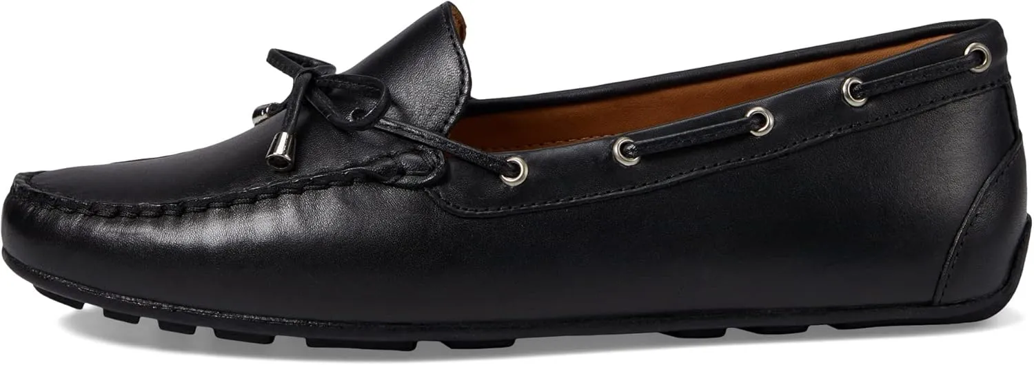 MJNY Womens Casual Comfortable Genuine Leather Lightweight Driving Moccasins Classic Fashion Tiebow Slip On Ladies Driving Loafer Flat Shoes