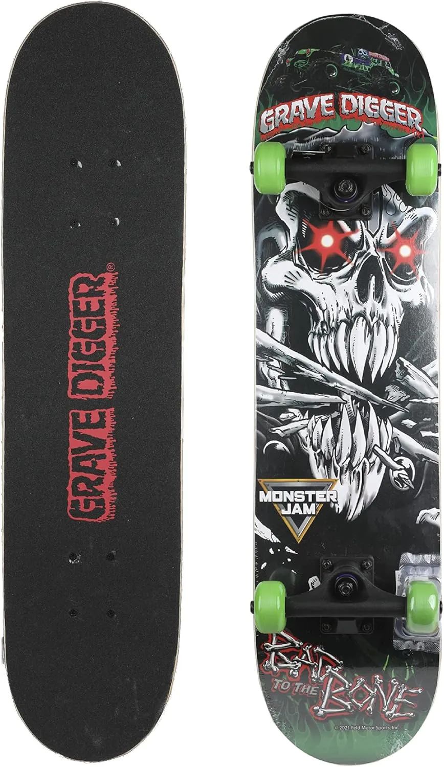Monster Jam 31 inch Skateboard, 7-ply Maple Desk Skate Board for Cruising, Carving, Tricks and Downhill
