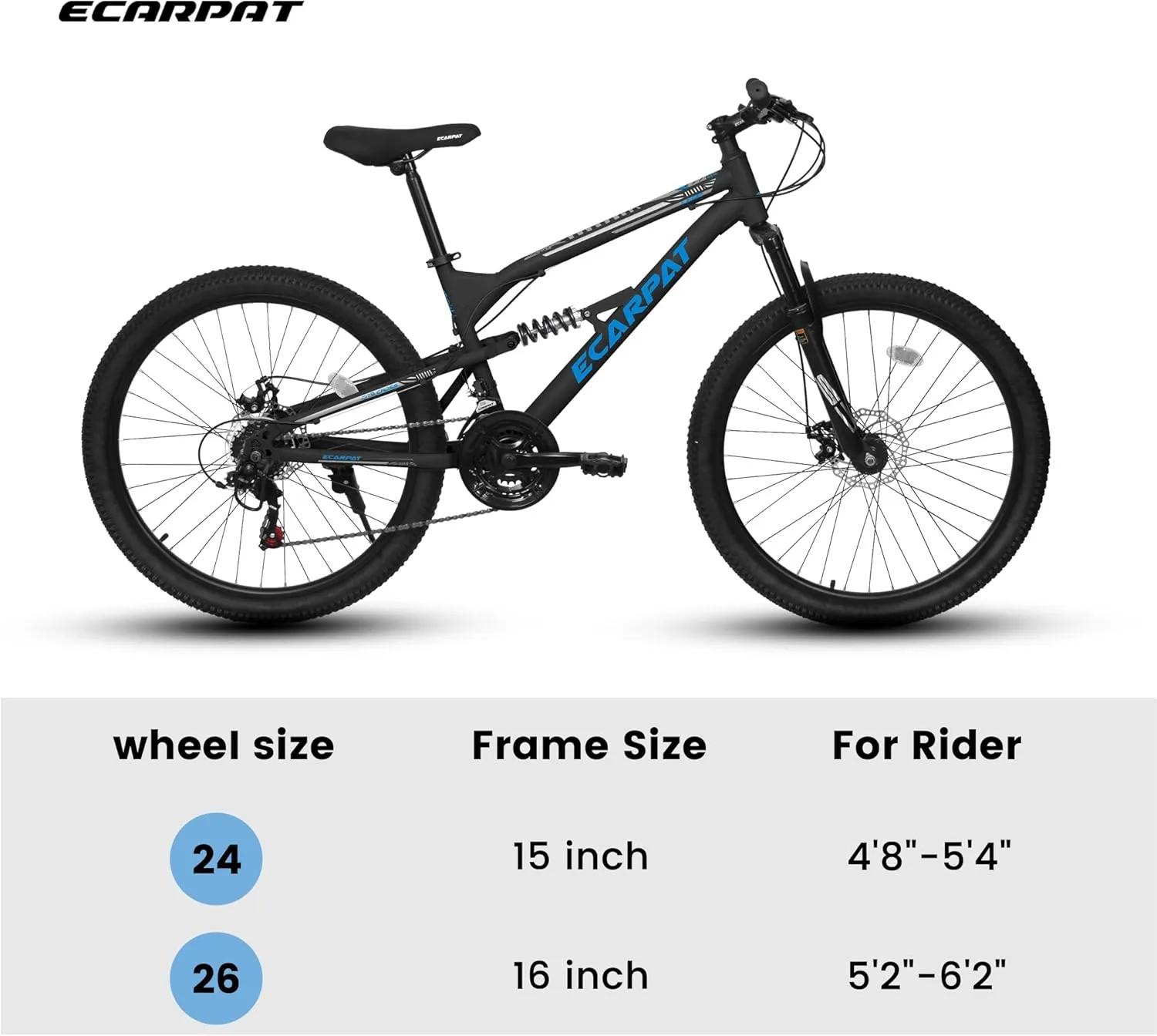 Mountain Bike 24 26 27.5 Inch Dual/Front Suspension Mens Womens Mountain Bike, 21 Speeds Dual Disc Brake, Carbon Steel Mountain Bike, Trail Beach Snow Commuter City Bikes, Birthday Gift Choice