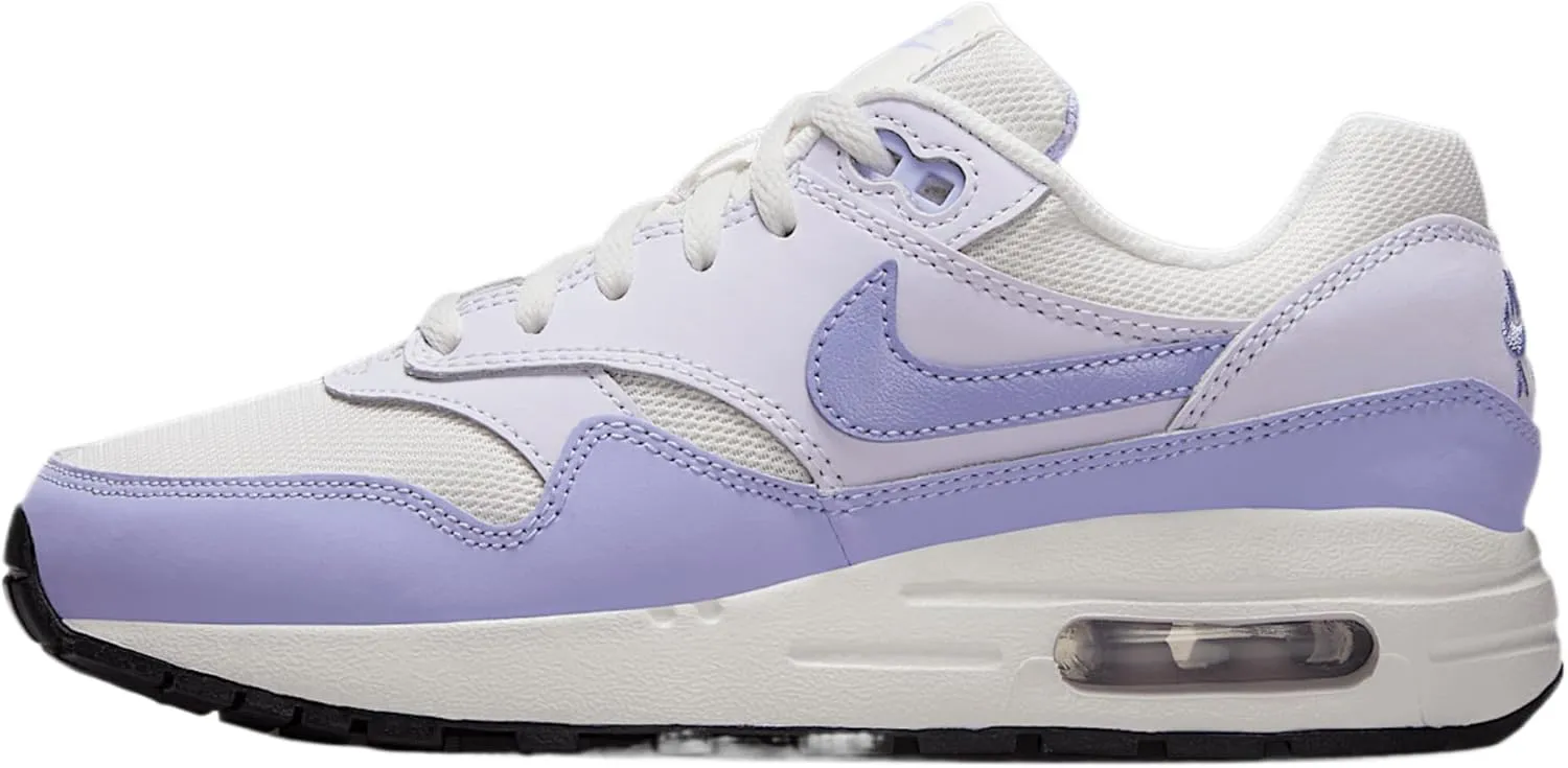 Nike Air Max 1 Big Kids' Shoes (DZ3307-011, Platinum Tint/Barely Grape/Black/Hydrangeas)
