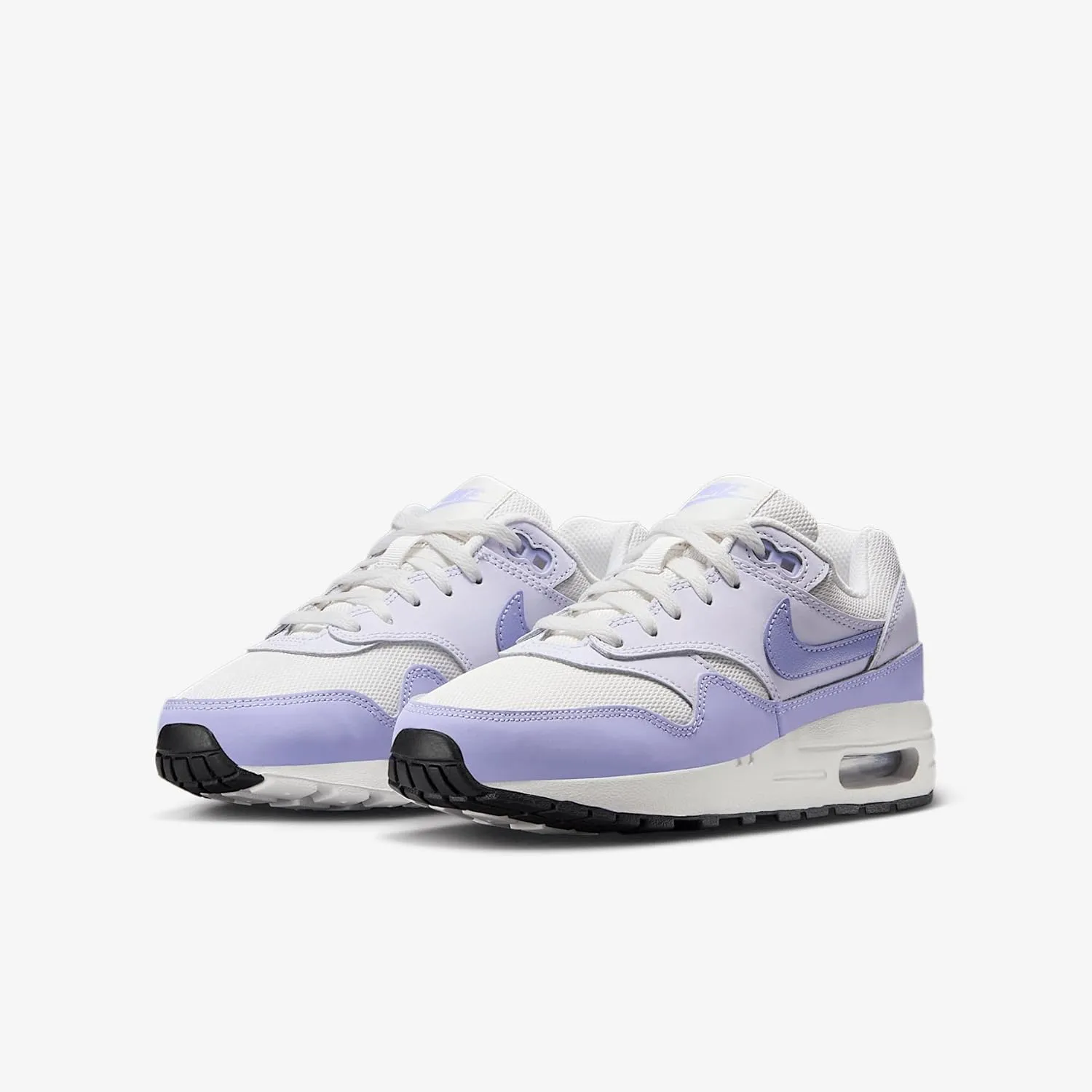 Nike Air Max 1 Big Kids' Shoes (DZ3307-011, Platinum Tint/Barely Grape/Black/Hydrangeas)