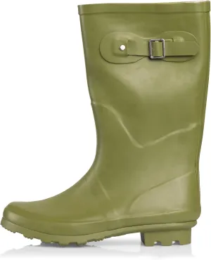 NORTY Women's Hurricane Rain Boots - Mid-Calf Length - Glossy Matte Waterproof Rubber Shoes