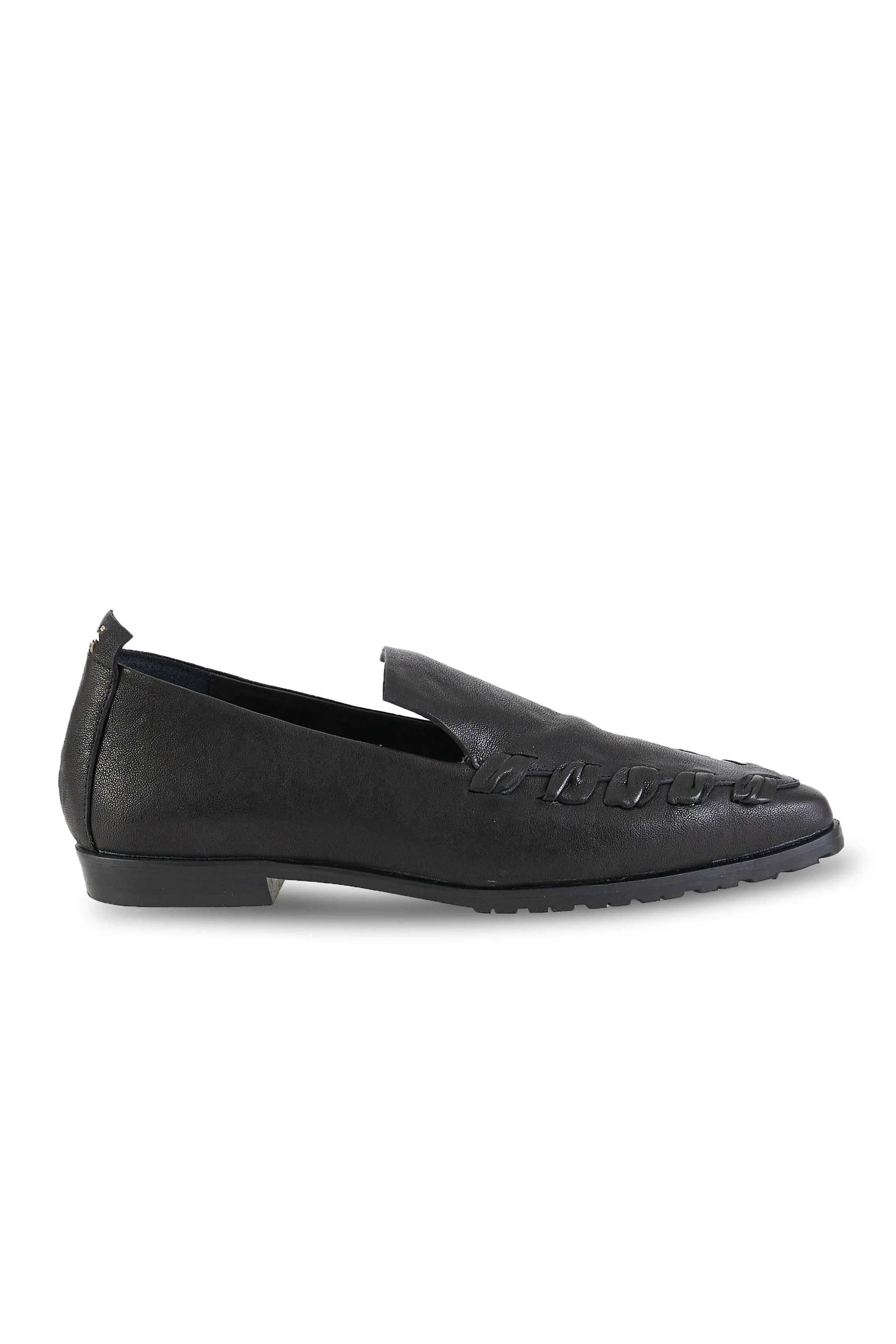 Old Iron Ricamo Leather Loafer in Nero