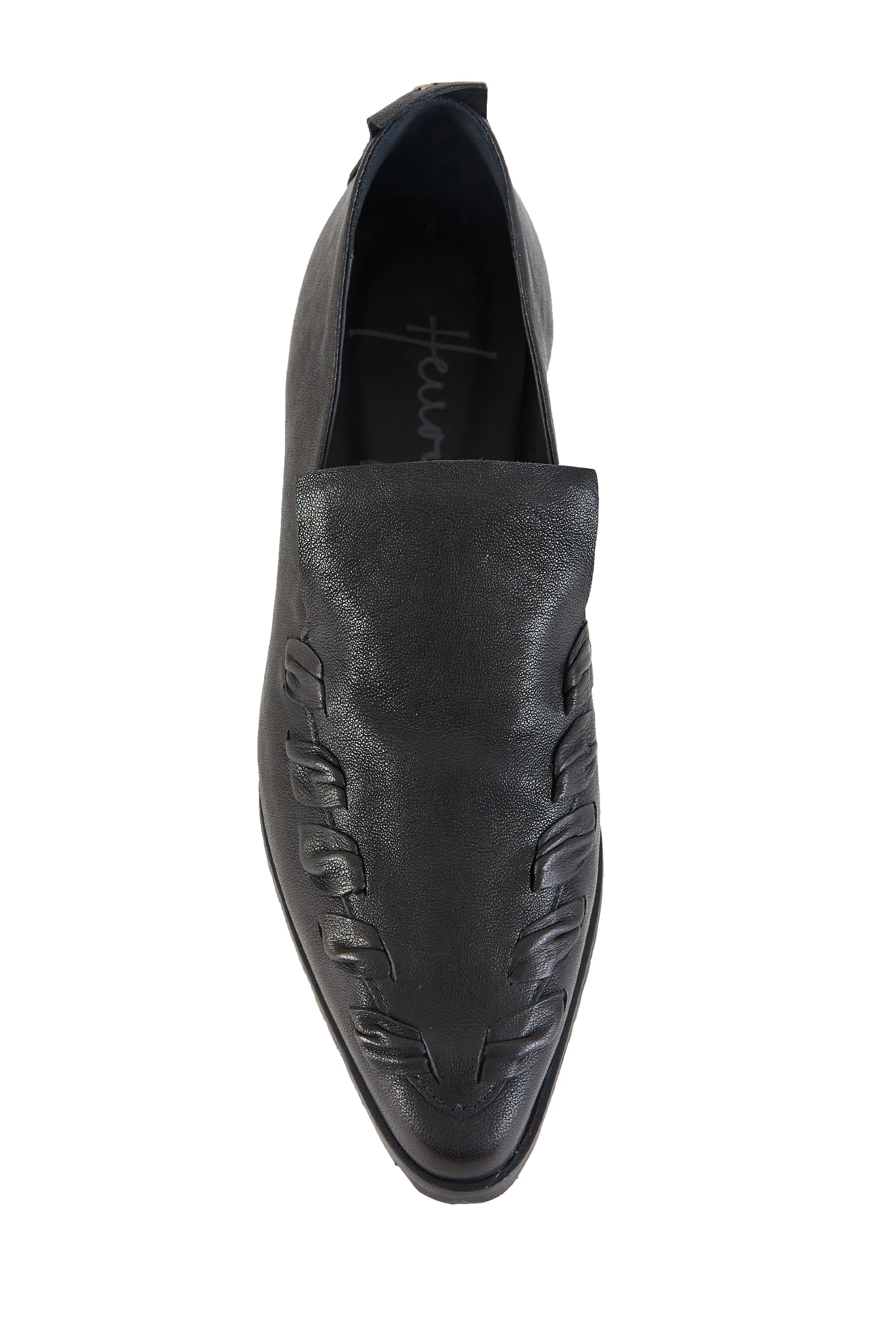 Old Iron Ricamo Leather Loafer in Nero