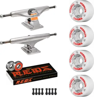 Old School Skateboard Pack with Independent 169 Trucks, Powell G-Bones Wheels, Bones Reds Bearings, Mounting Hardware, and Risers