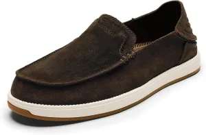 OLUKAI Kakaha Nia Men's Leather Sneakers, Supple Full-Grain Leather Shoes, Drop-in Heel & All Weather Rubber Soles