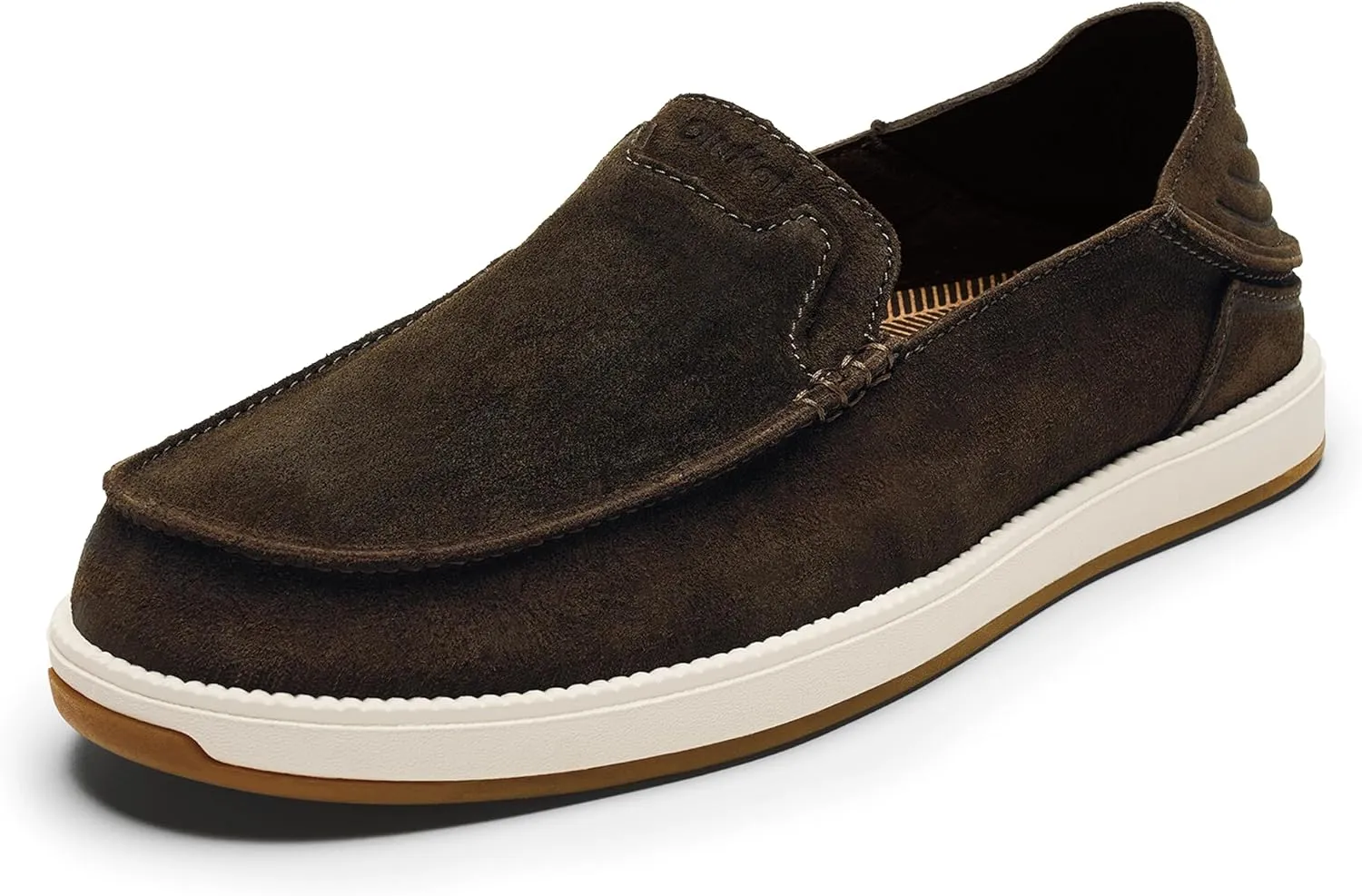 OLUKAI Kakaha Nia Men's Leather Sneakers, Supple Full-Grain Leather Shoes, Drop-in Heel & All Weather Rubber Soles