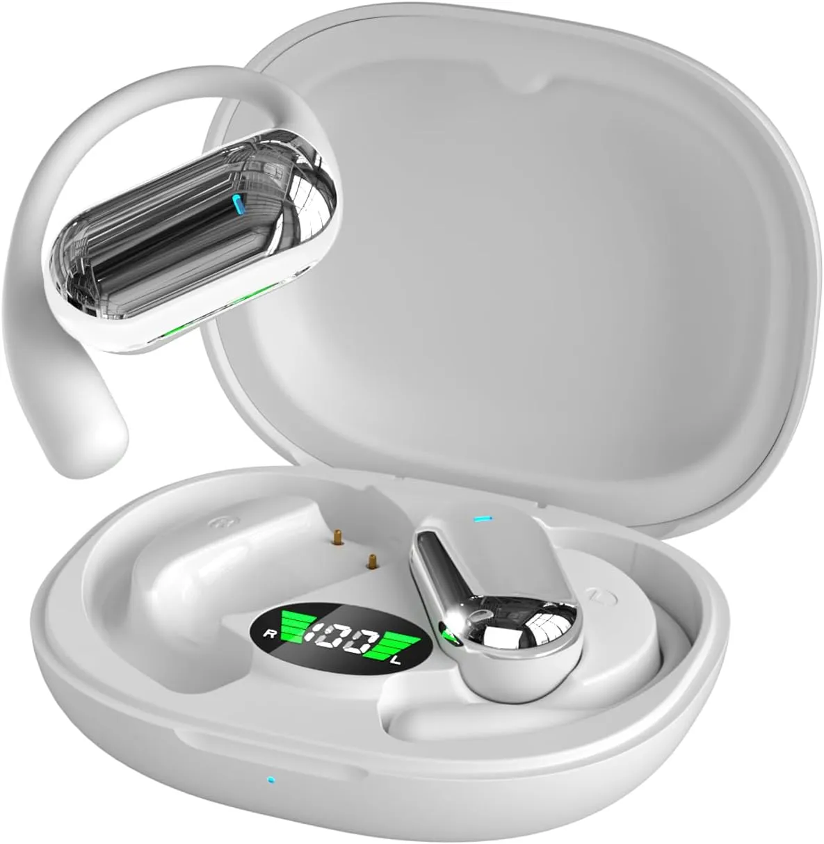 Out of Ear Open Ear Headphones Wireless Ear OWS Hanging Earphones 5.4 Bluetooth Air Bone Conduction Around Over The Ear TWS Wireless Earbuds Workout Outside The Ear Headphones Ear Buds with Earhooks