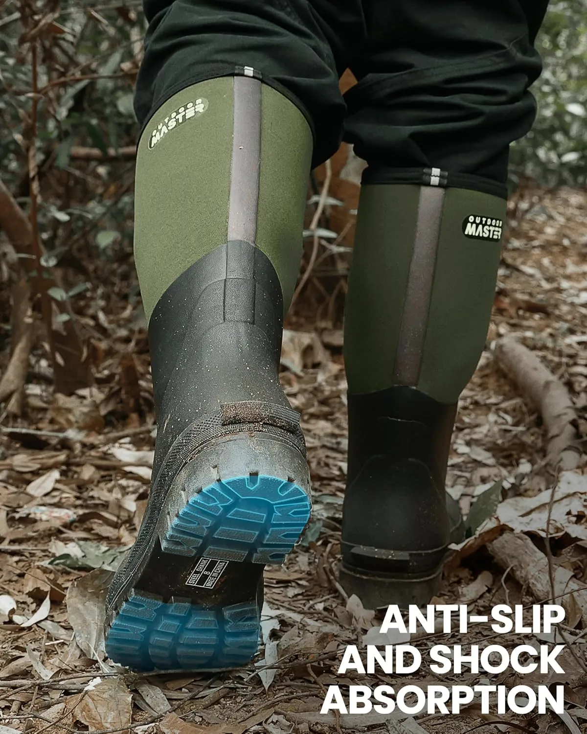 OutdoorMaster Hunting Boots for Men, Waterproof Rubber Neoprene Boots, Anti-slipped Insulated Outdoor Boots