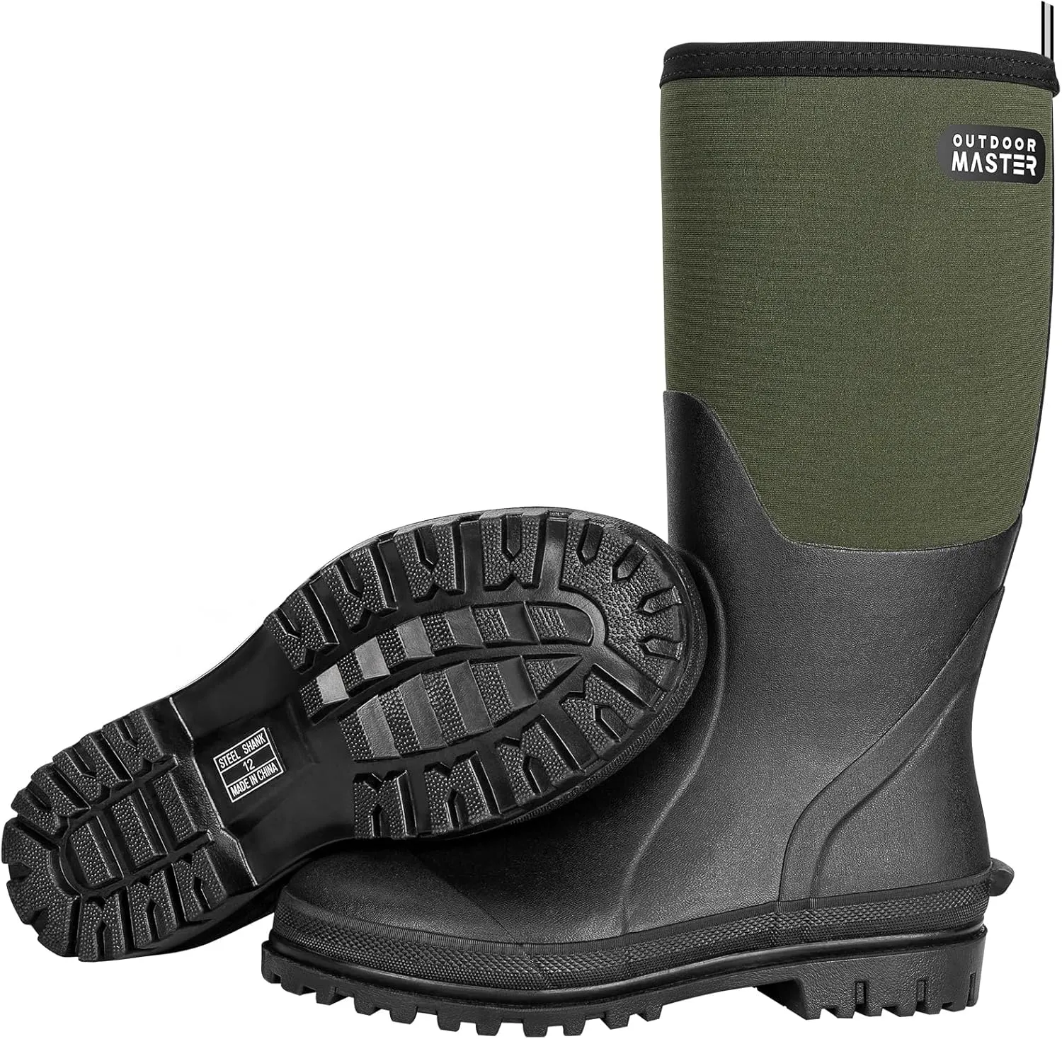 OutdoorMaster Hunting Boots for Men, Waterproof Rubber Neoprene Boots, Anti-slipped Insulated Outdoor Boots