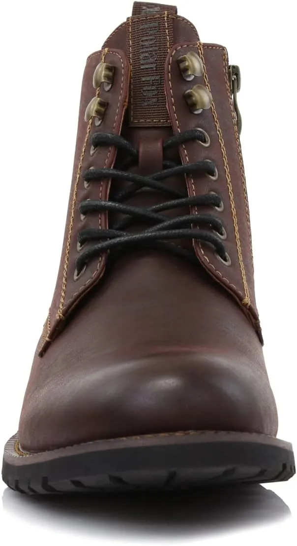 Polar Fox Knoxville MPX806068 Mens Casual Work Laced Classic Motorcycle Combat Zipper Boots