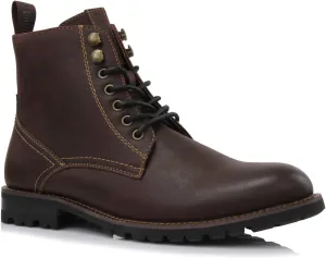 Polar Fox Knoxville MPX806068 Mens Casual Work Laced Classic Motorcycle Combat Zipper Boots
