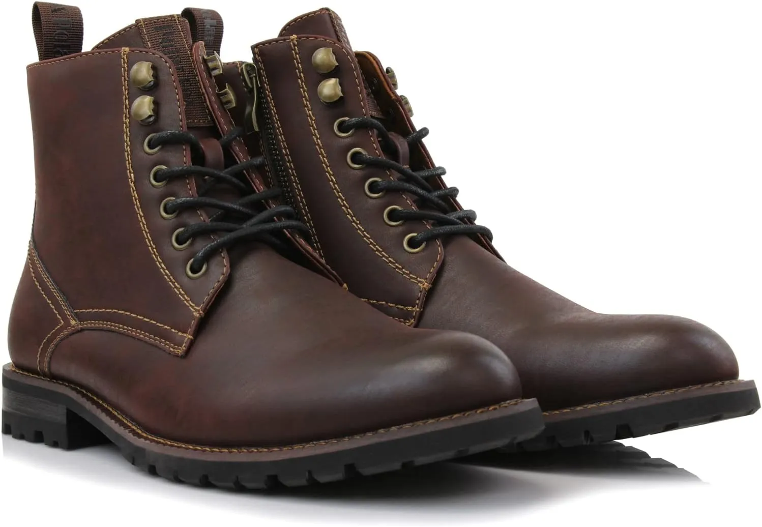 Polar Fox Knoxville MPX806068 Mens Casual Work Laced Classic Motorcycle Combat Zipper Boots