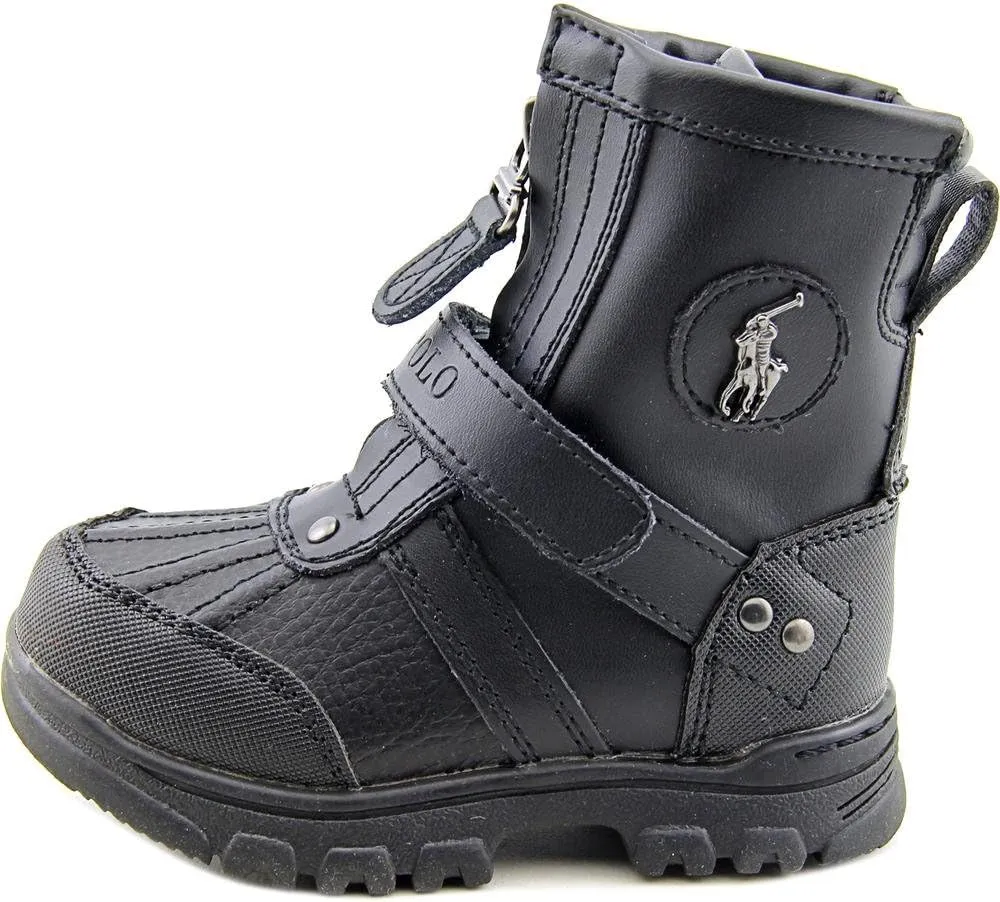 POLO RALPH LAUREN Boy's Conquered Hi Boot, Chocolate/Tan Leather Combat