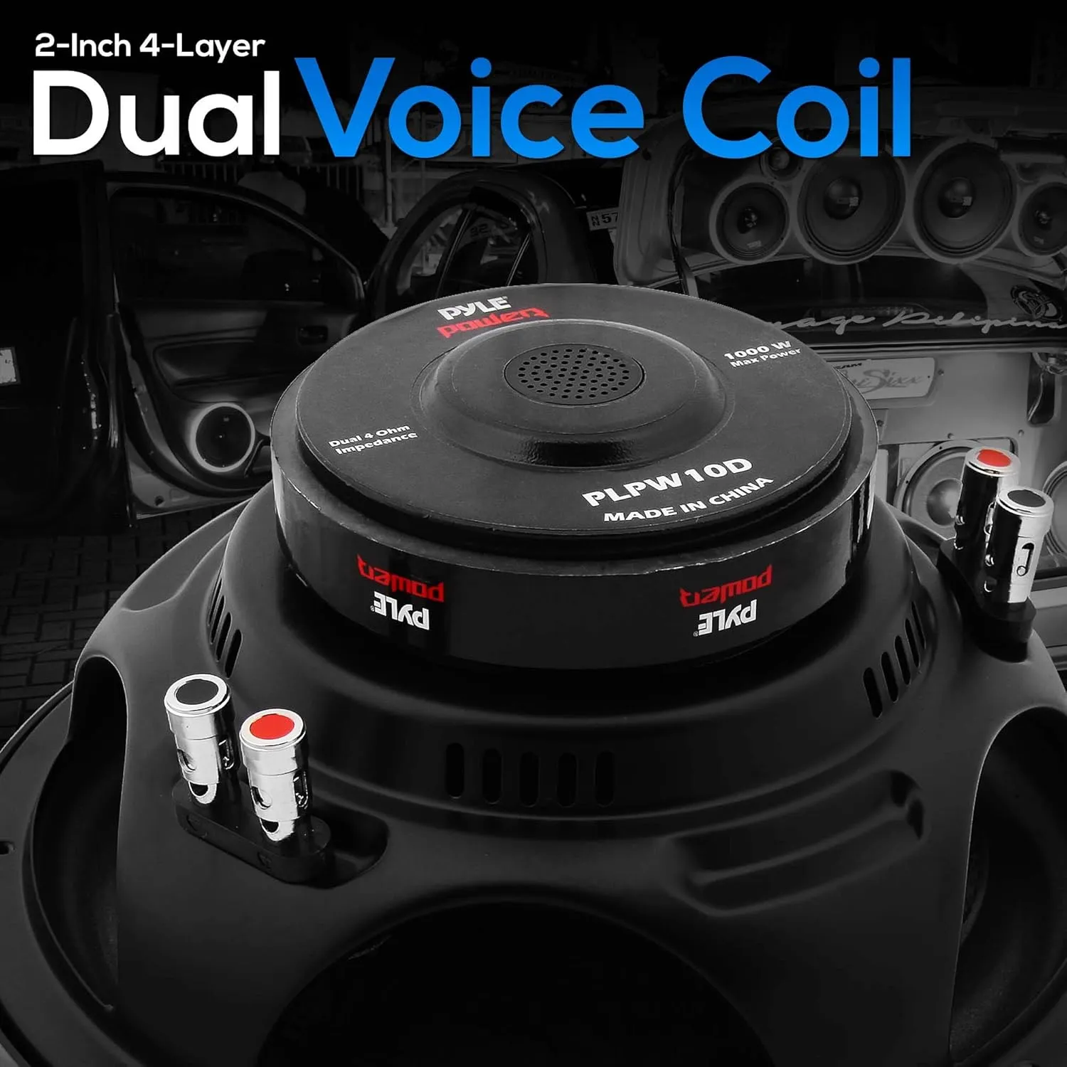 Pyle 10" Car Audio Speaker Subwoofer - 1000 Watt High Power Bass Surround Sound Stereo Subwoofer Speaker System - Non Press Paper Cone, 90 dB, 4 Ohm, 50 oz Magnet, 2 Inch 4 Layer Voice Coil - PLPW10D