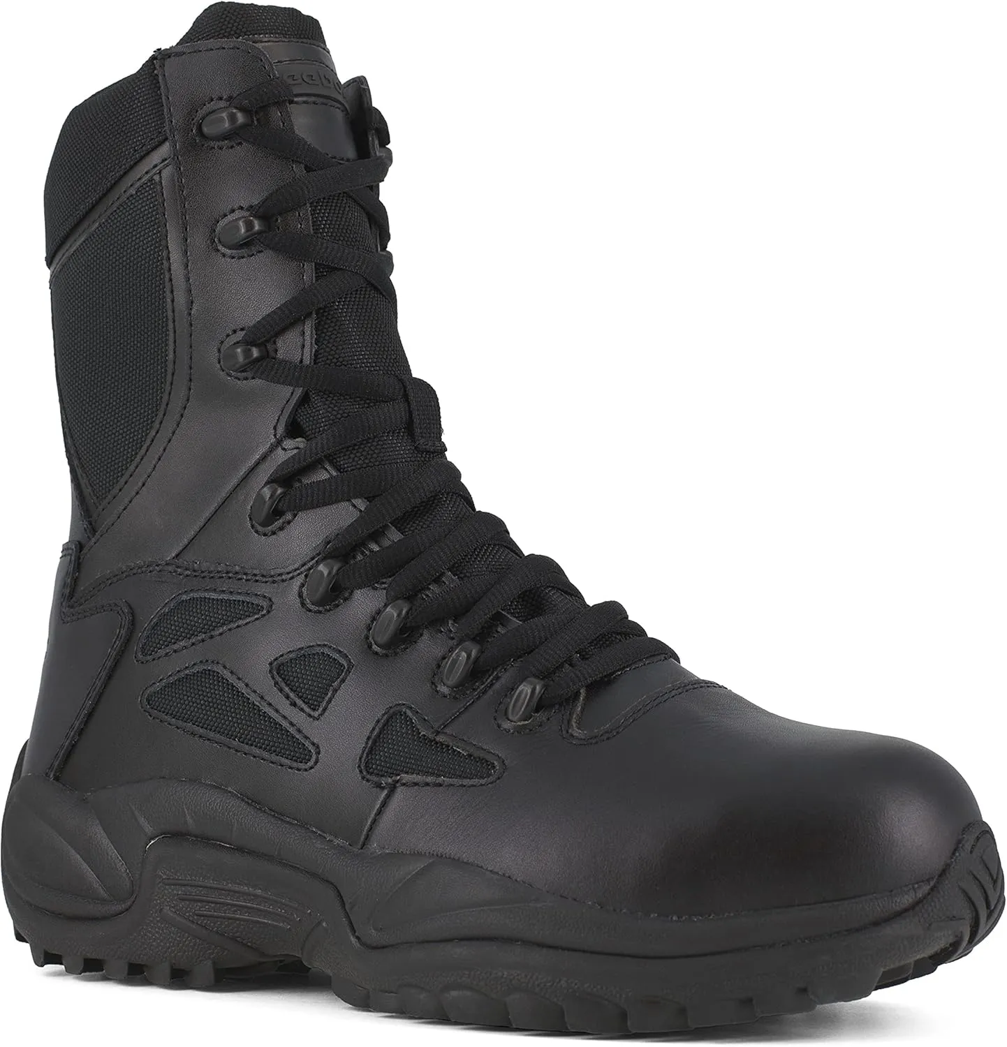 Reebok Men's Rapid Response Rb Safety Toe 8" Stealth Boot with Side Zipper Military & Tactical
