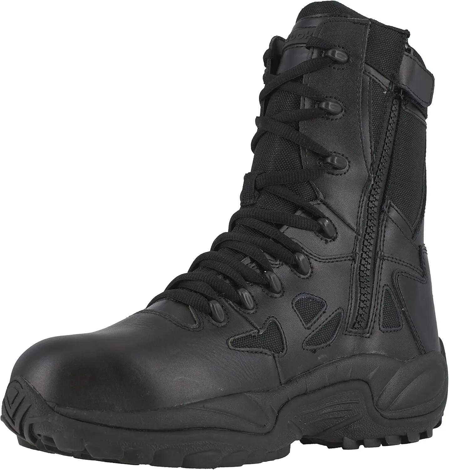 Reebok Men's Rapid Response Rb Safety Toe 8" Stealth Boot with Side Zipper Military & Tactical