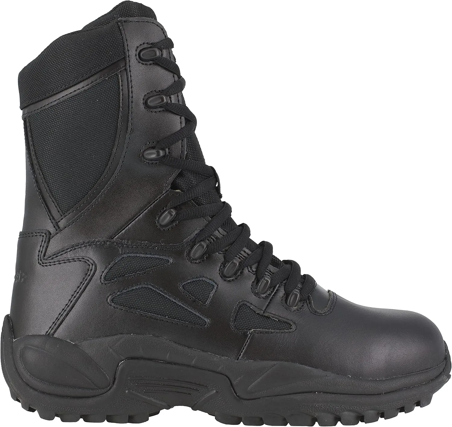 Reebok Men's Rapid Response Rb Safety Toe 8" Stealth Boot with Side Zipper Military & Tactical