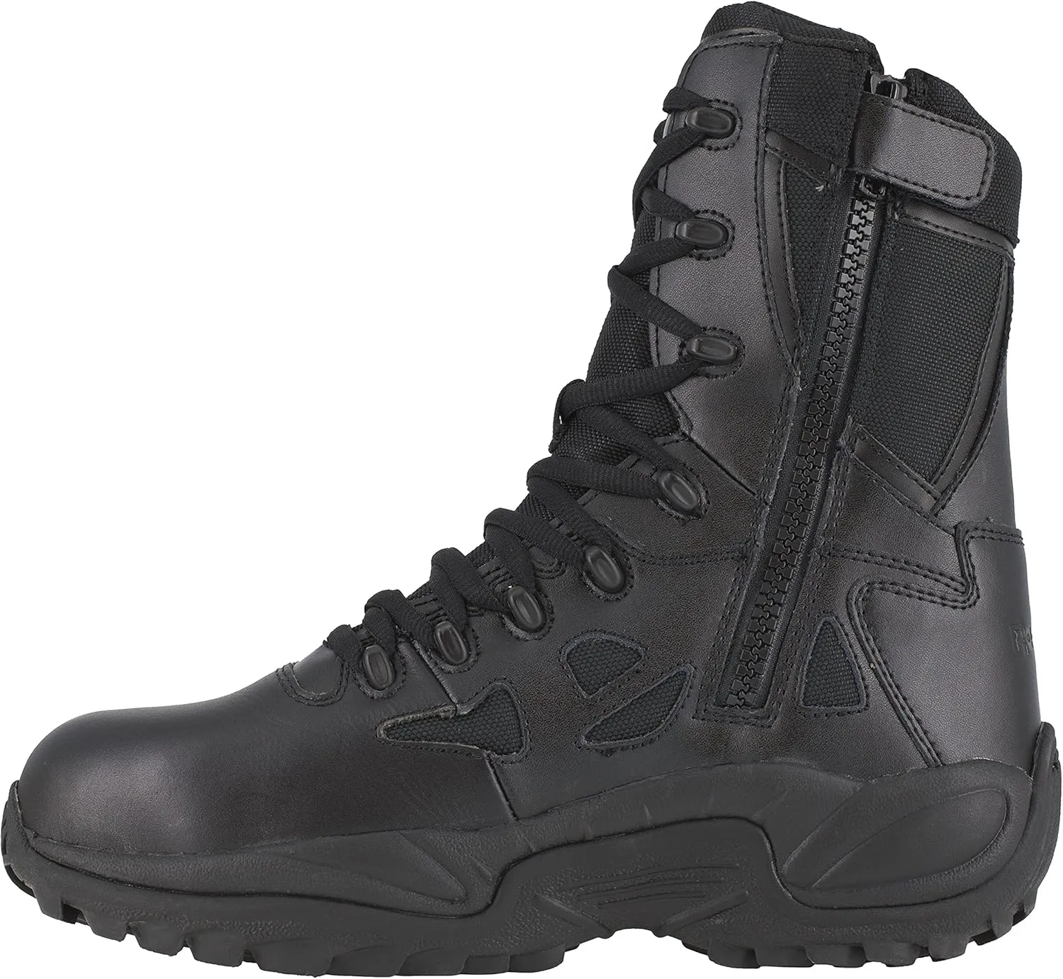 Reebok Men's Rapid Response Rb Safety Toe 8" Stealth Boot with Side Zipper Military & Tactical