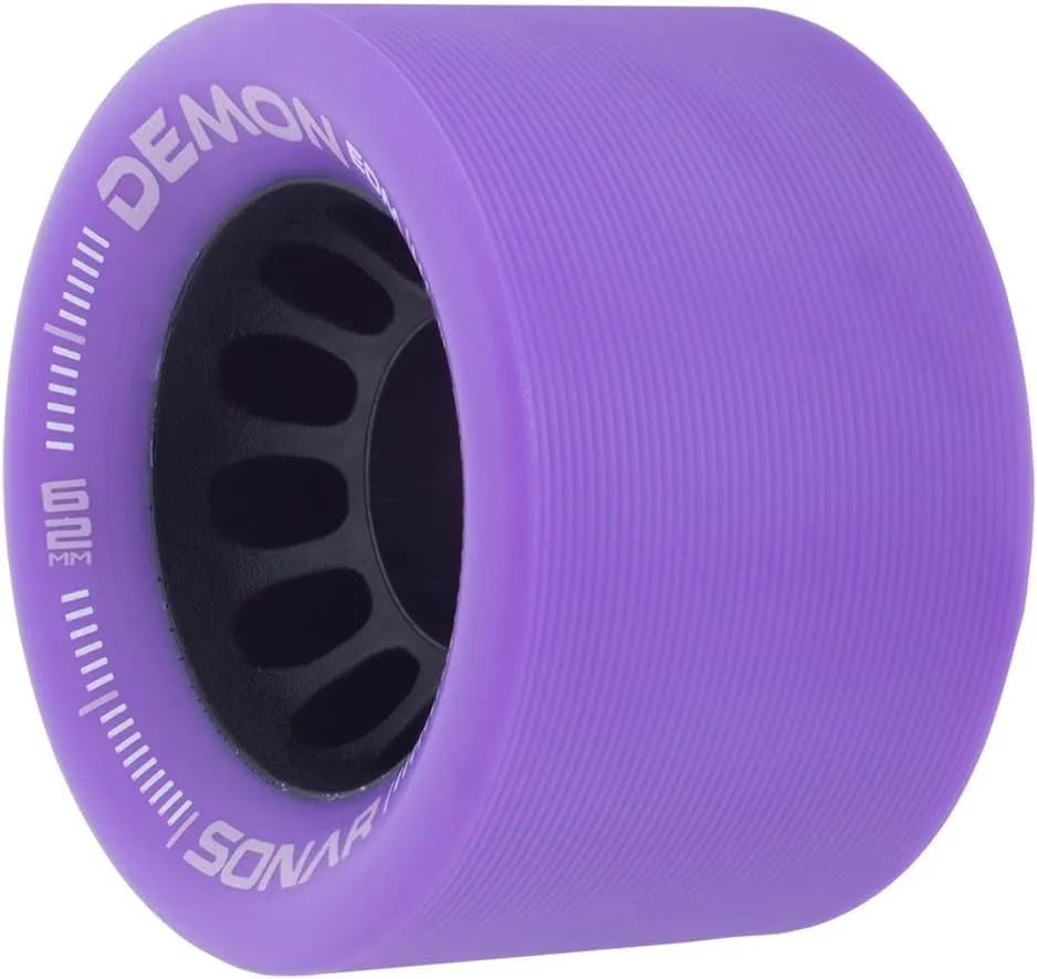 Riedell Demon EDM Wheels - Roller Skate Wheels - 4 Pack of 43mm x 62mm Wheels | Purple 95A
