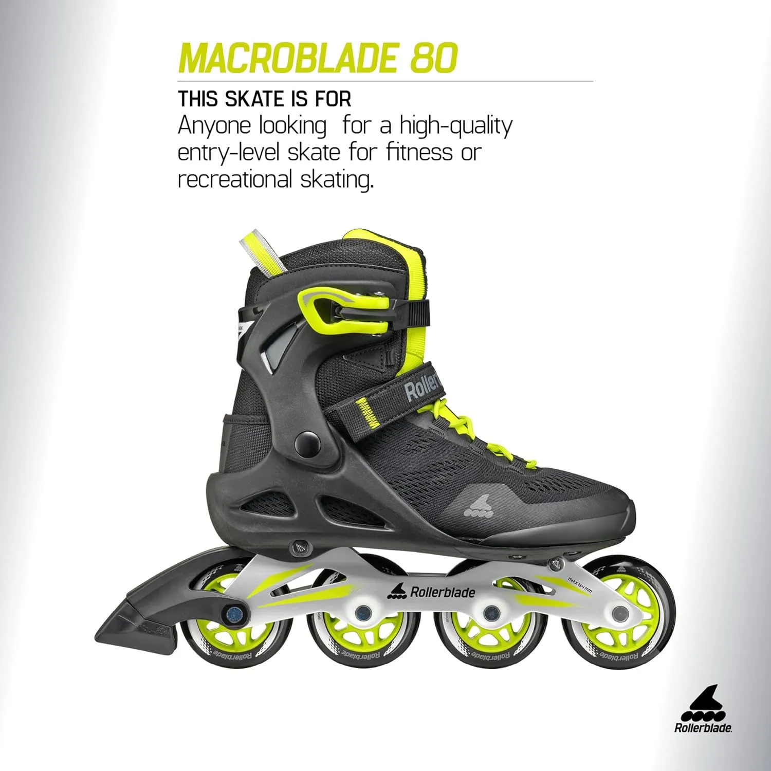Rollerblade Macroblade 80 Men's Adult Fitness Inline Skate, Performance Inline Skates